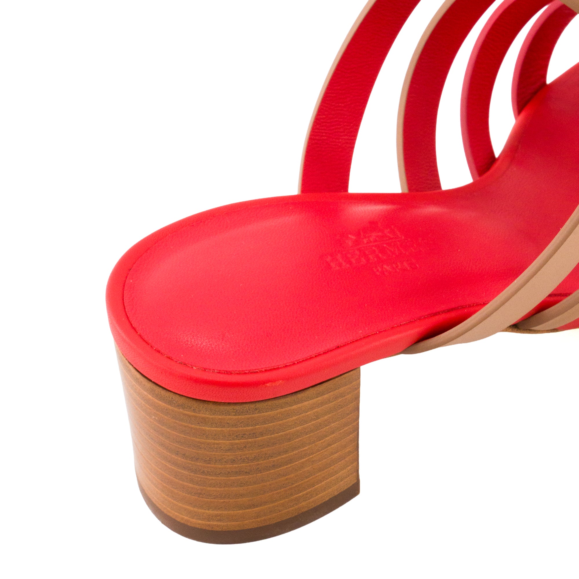 HERMÈS - Mules à talon Celena Hermès en cuir rose et marron (T36,5)