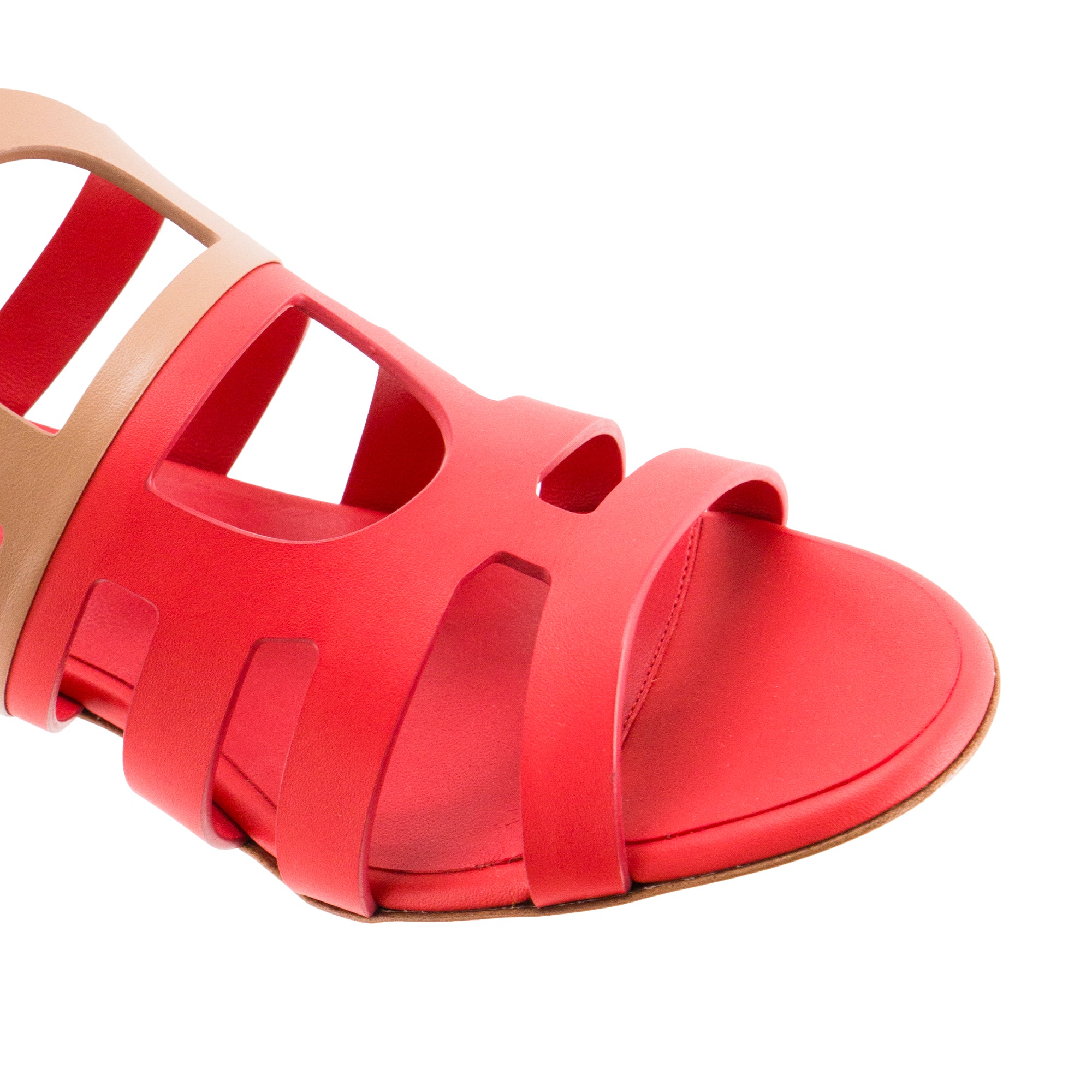 HERMÈS - Mules à talon Celena Hermès en cuir rose et marron (T36,5)