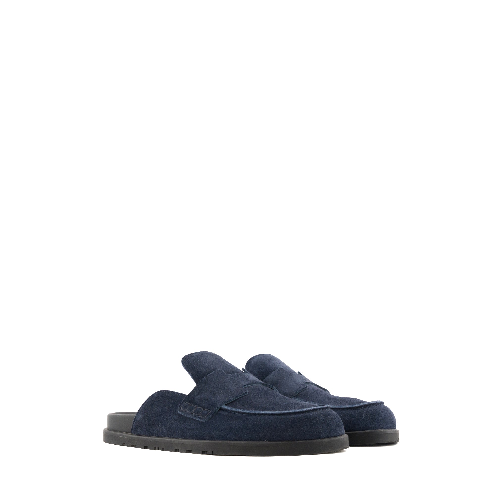 HERMÈS - Mules Go Hermès en daim bleu marine (T41)