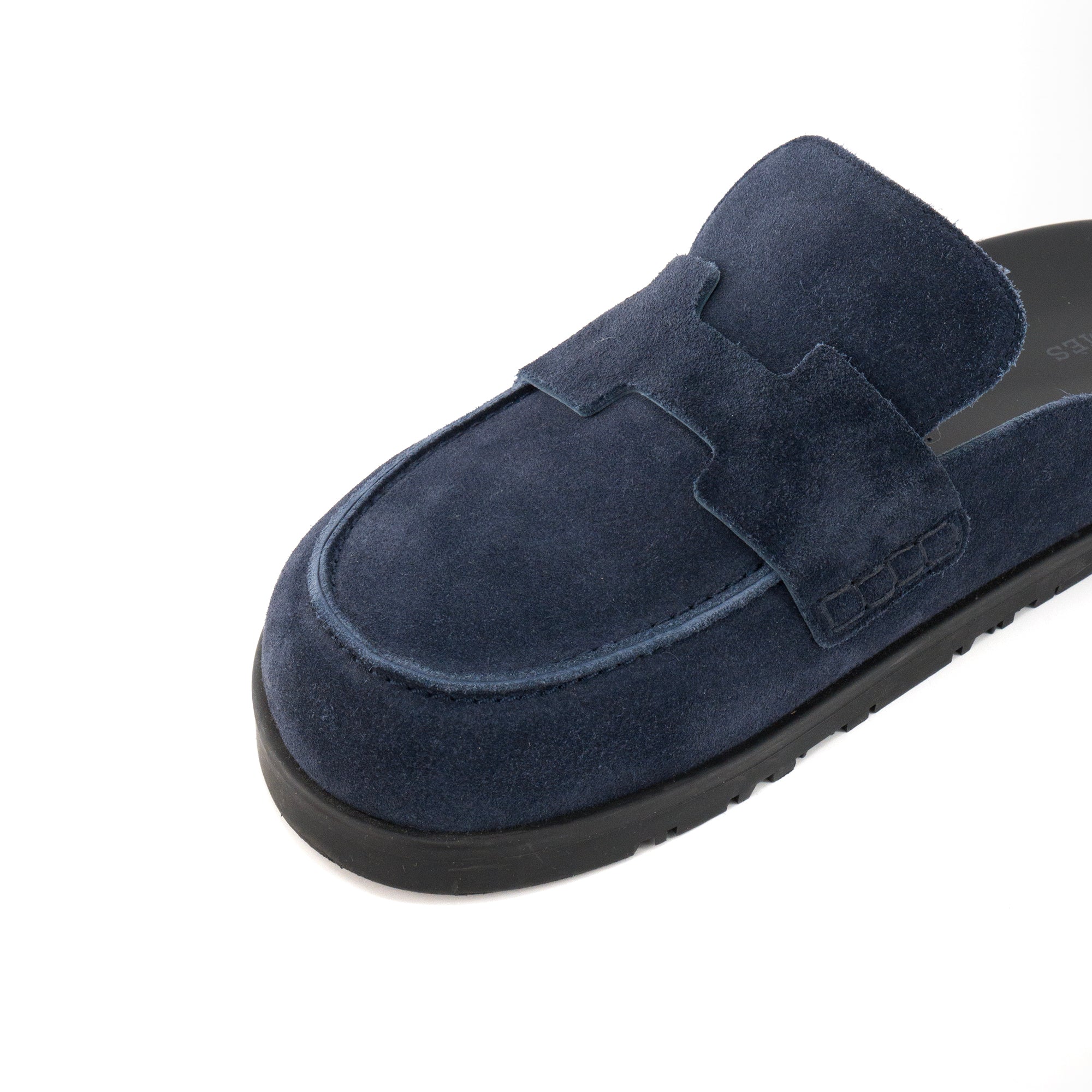 HERMÈS - Mules Go Hermès en daim bleu marine (T41)