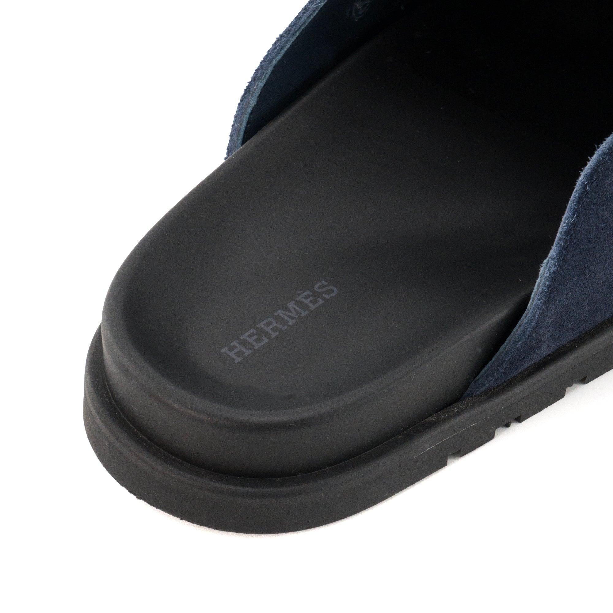 HERMÈS - Mules Go Hermès en daim bleu marine (T41)