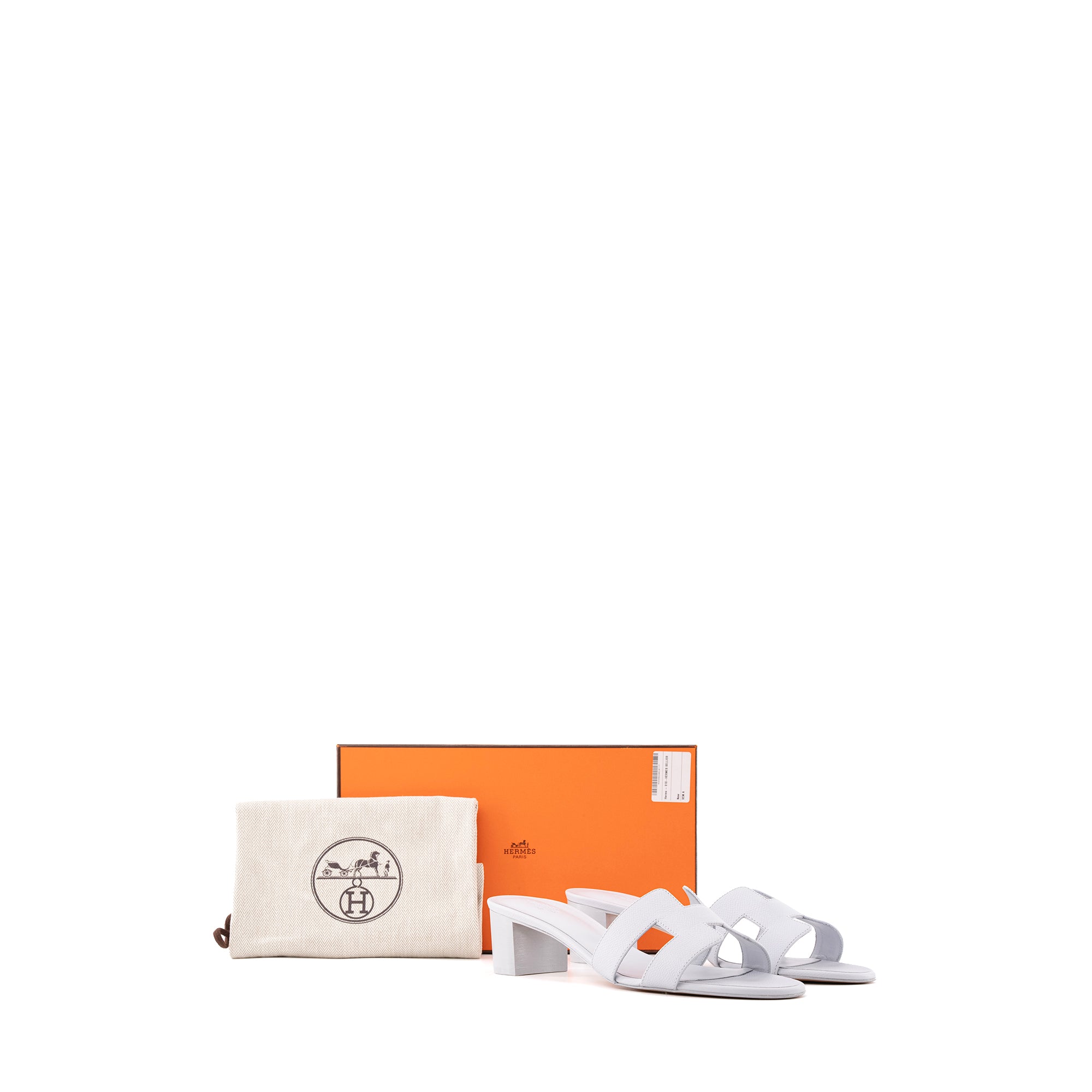 HERMÈS - Sandales à talon Oasis Hermès en cuir epsom bleu glacier (T41,5)