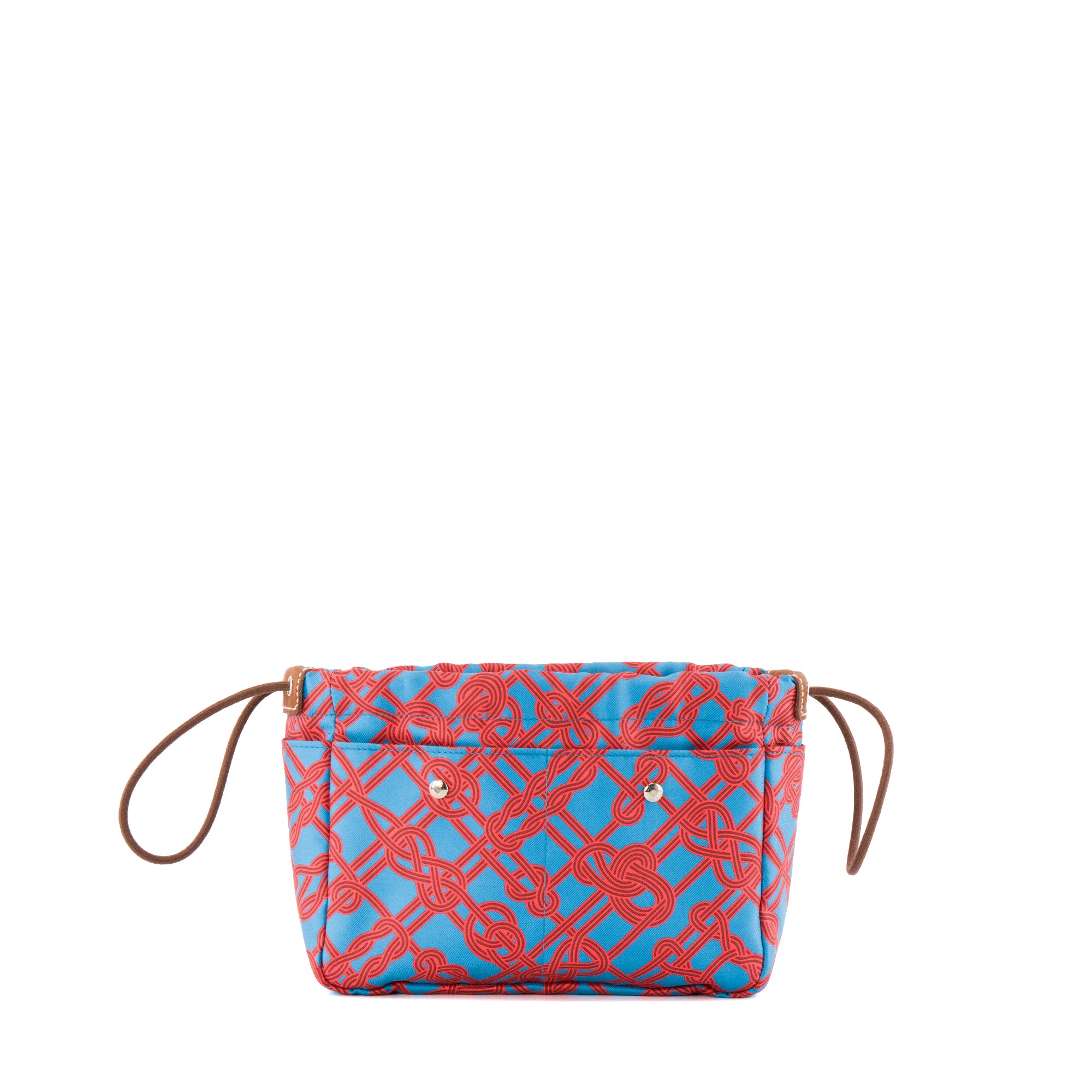 HERMÈS - Organisateur de sac à main Fourbi Hermès en soie orange et bleu