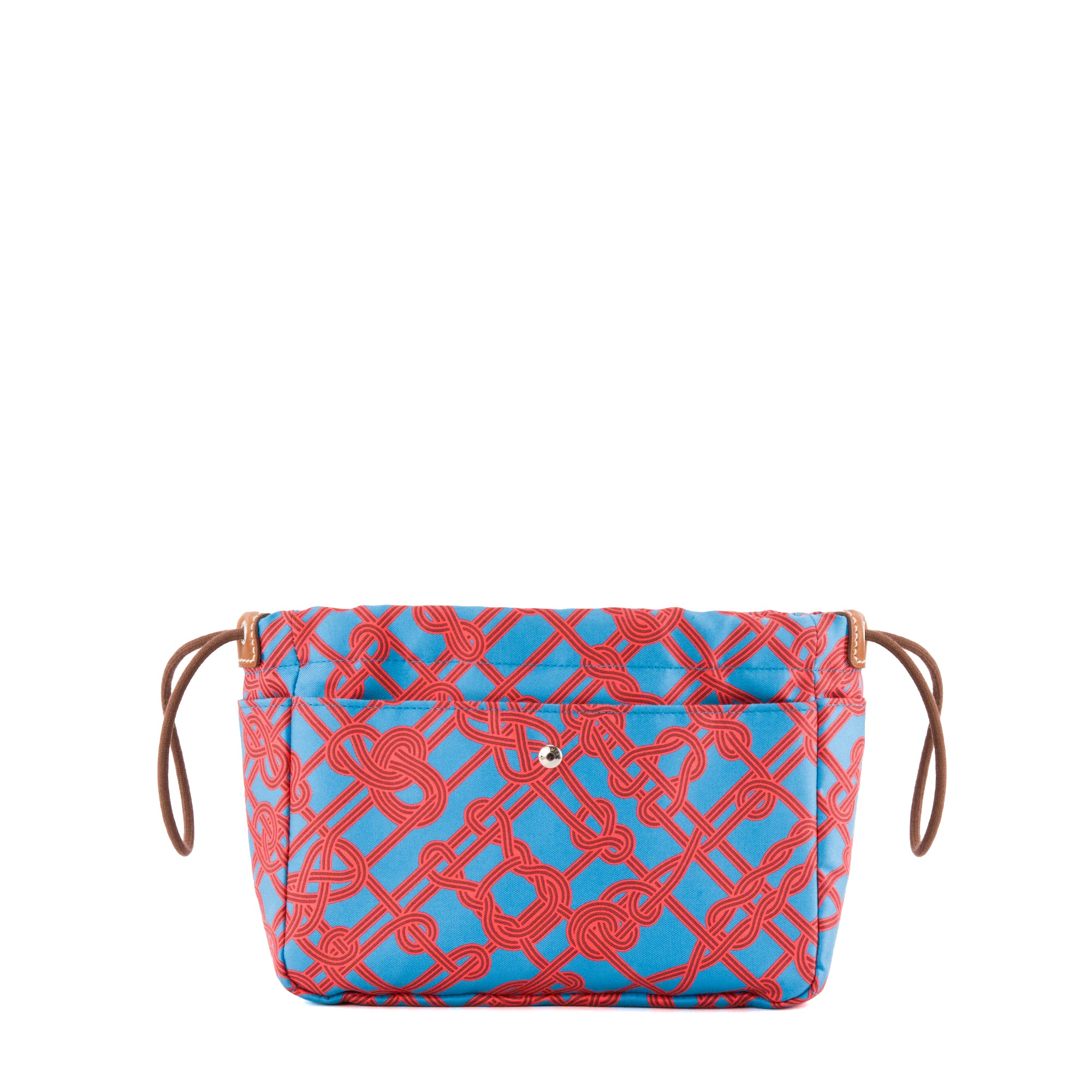 HERMÈS - Organisateur de sac à main Fourbi Hermès en soie orange et bleu