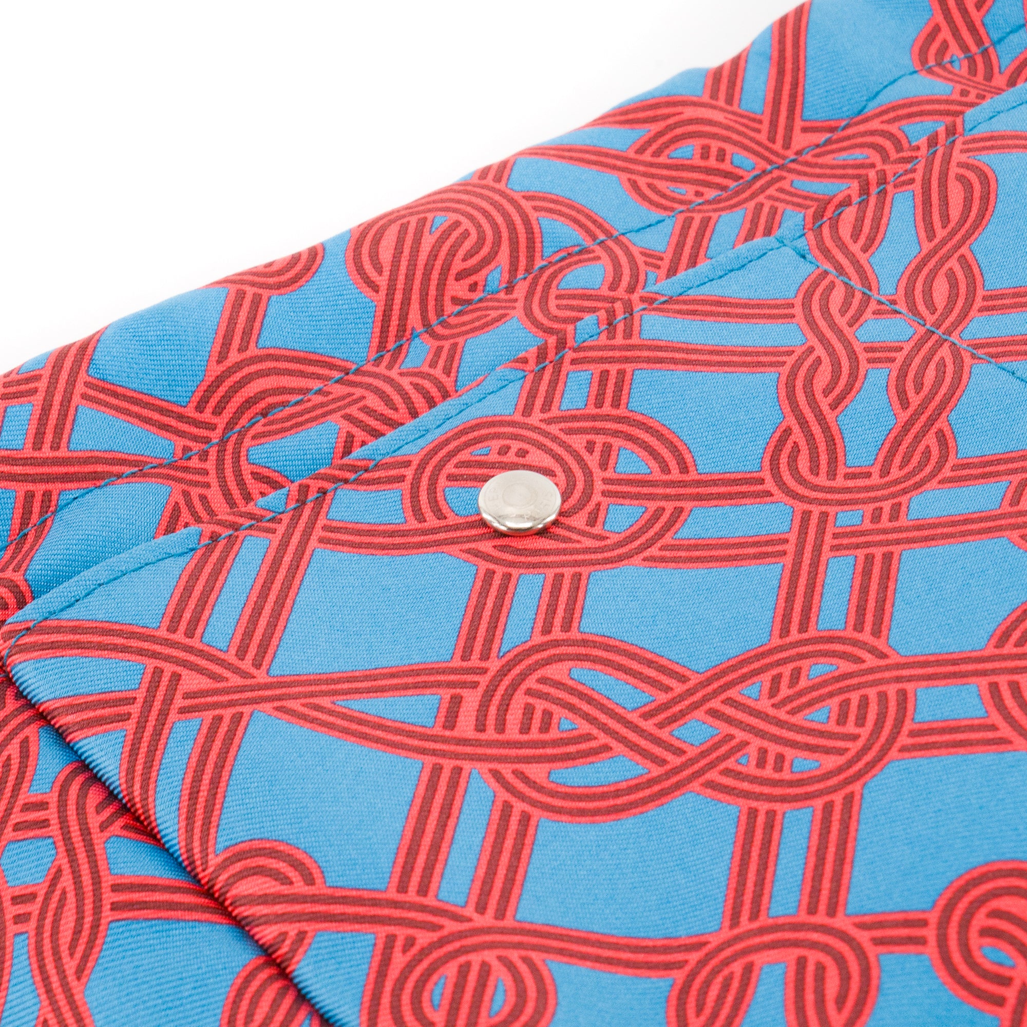 HERMÈS - Organisateur de sac à main Fourbi Hermès en soie orange et bleu