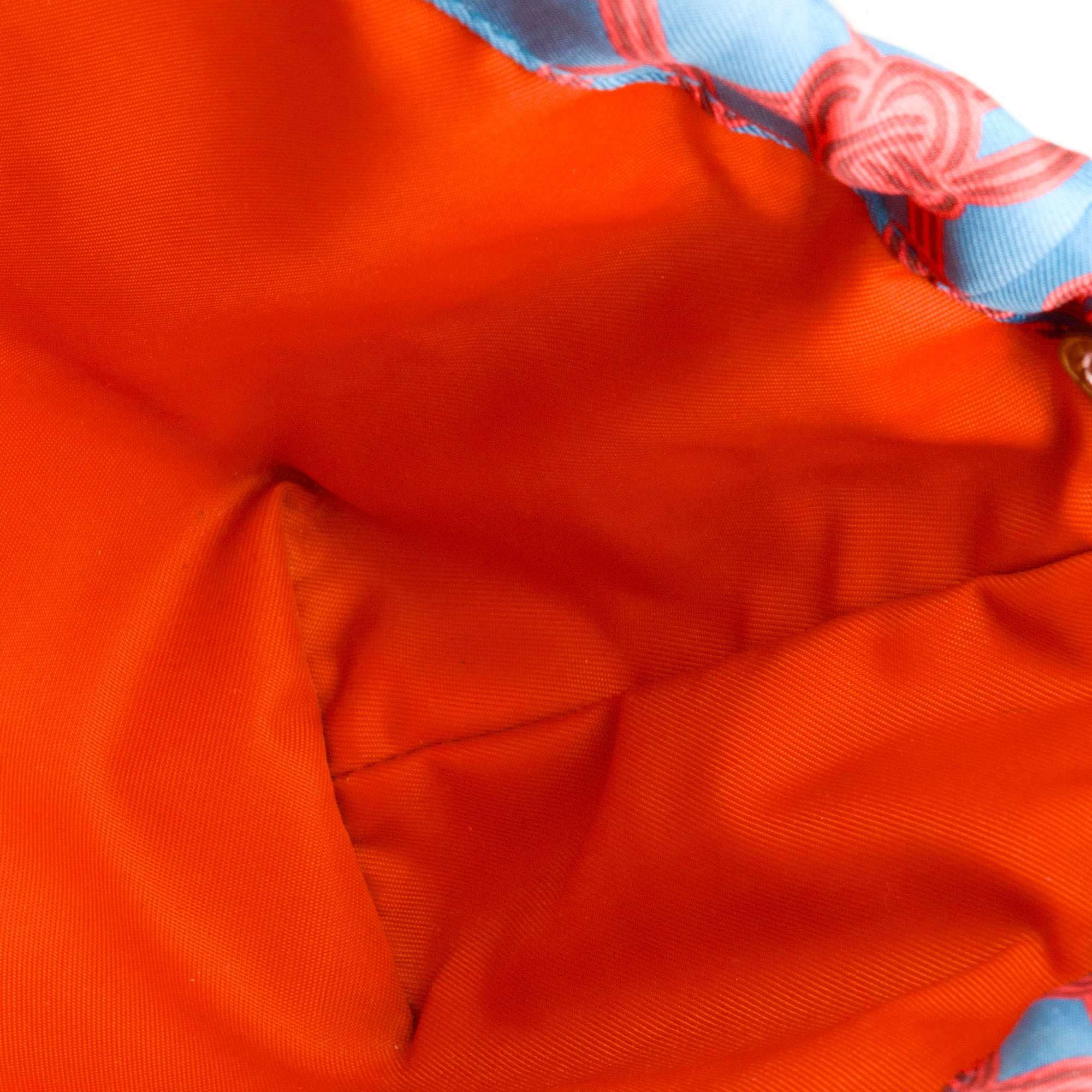 HERMÈS - Organisateur de sac à main Fourbi Hermès en soie orange et bleu