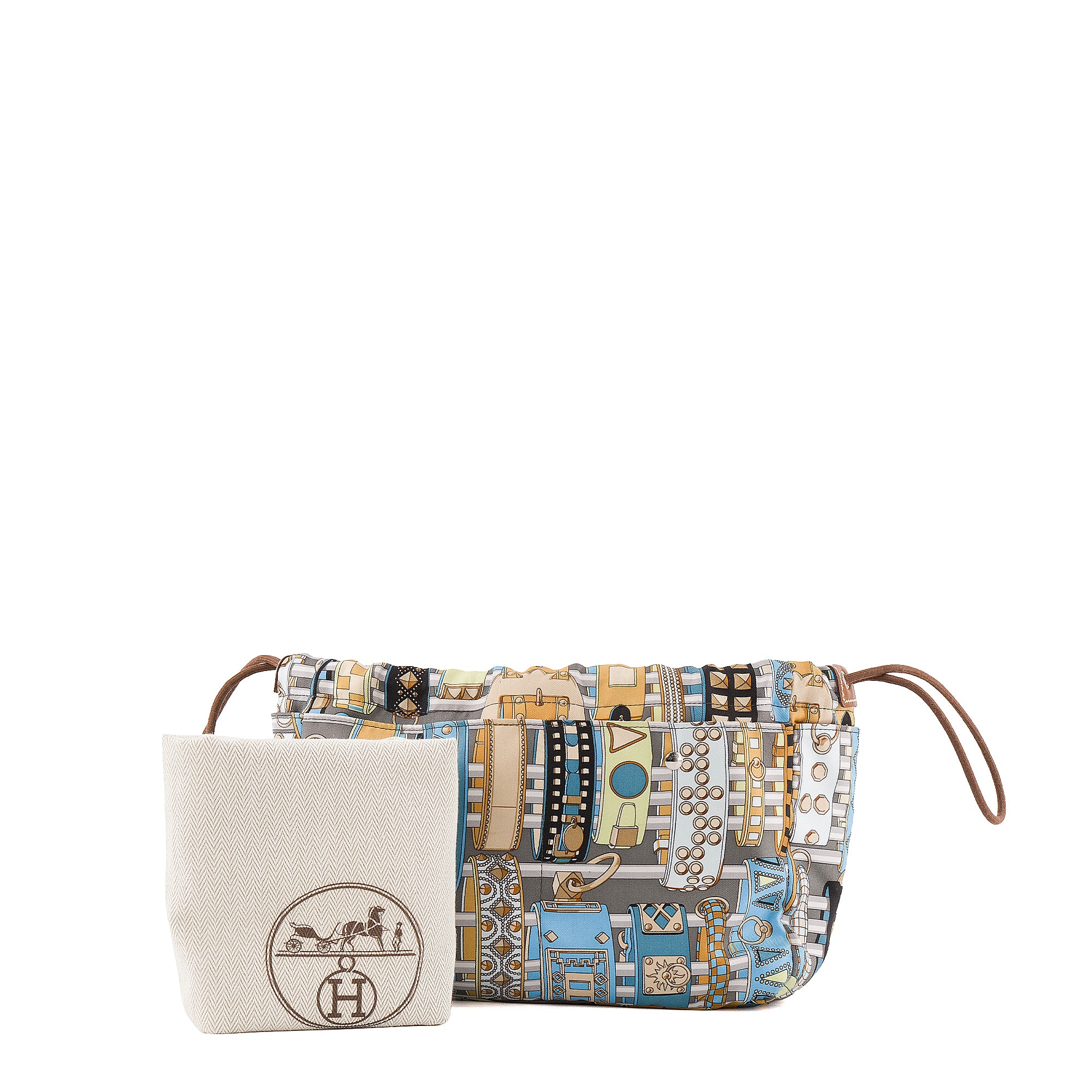 HERMÈS - Pochette Fourbi 25 Hermès en soie multicolore