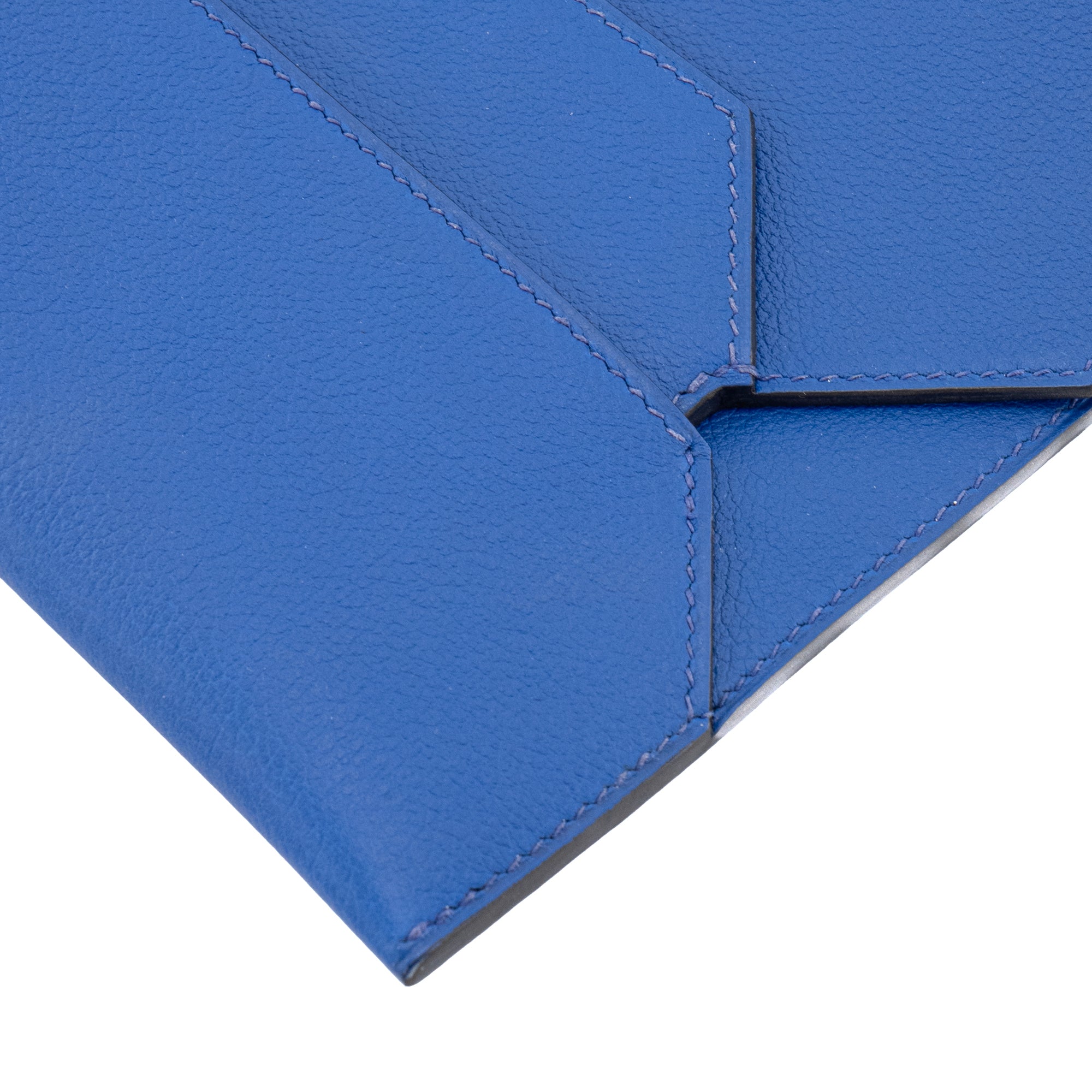 HERMÈS - Pochette Hermès en cuir evercolor bleu