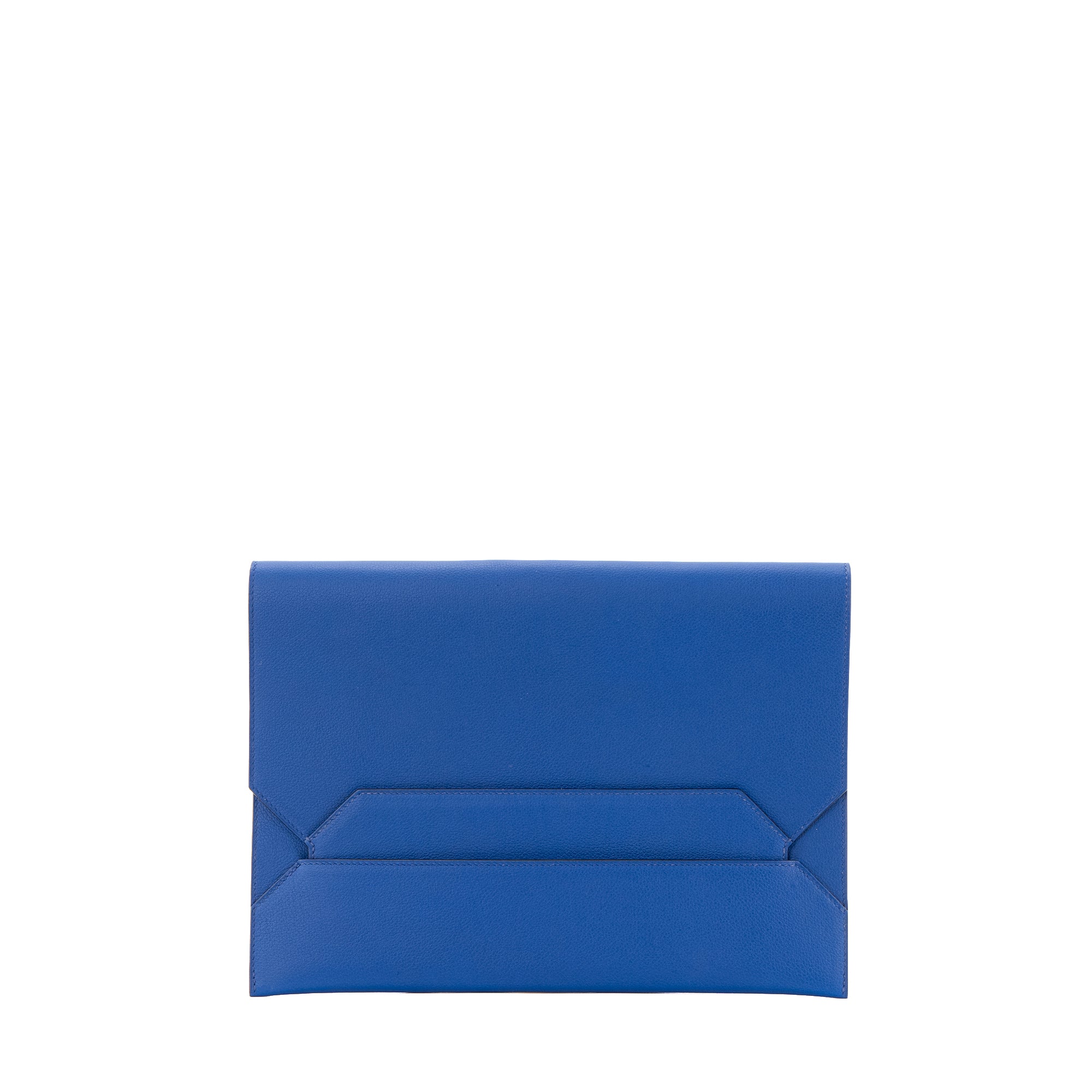 HERMÈS - Pochette Hermès en cuir evercolor bleu