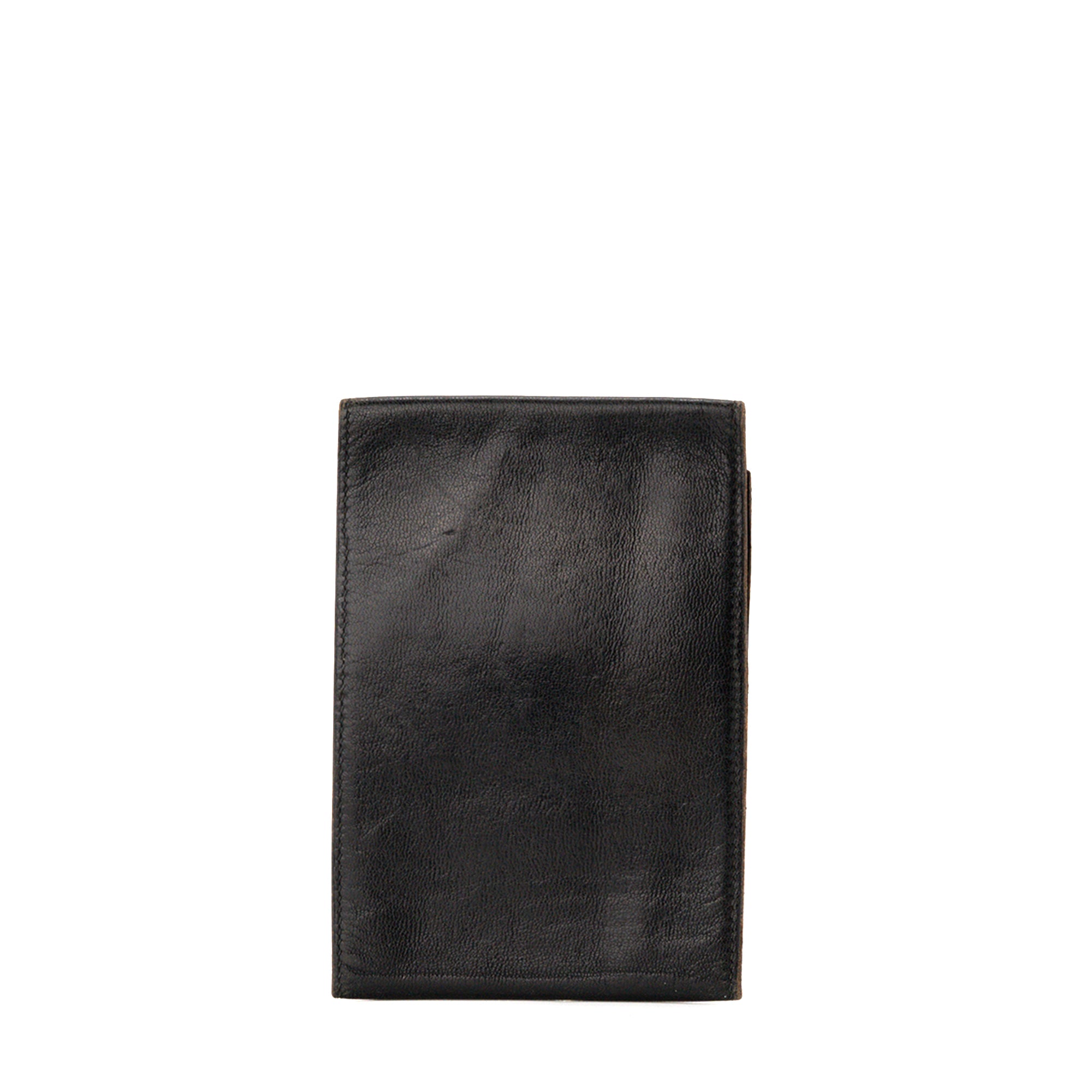 HERMÈS - Porte-chéquier Hermès en cuir lisse noir vintage