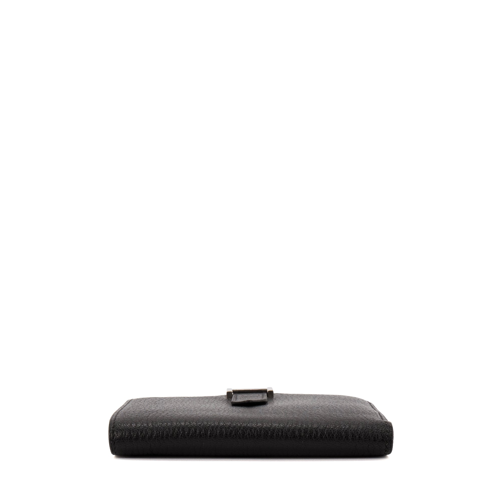 HERMÈS - Portefeuille Béarn Compact Hermès en cuir de chèvre noir