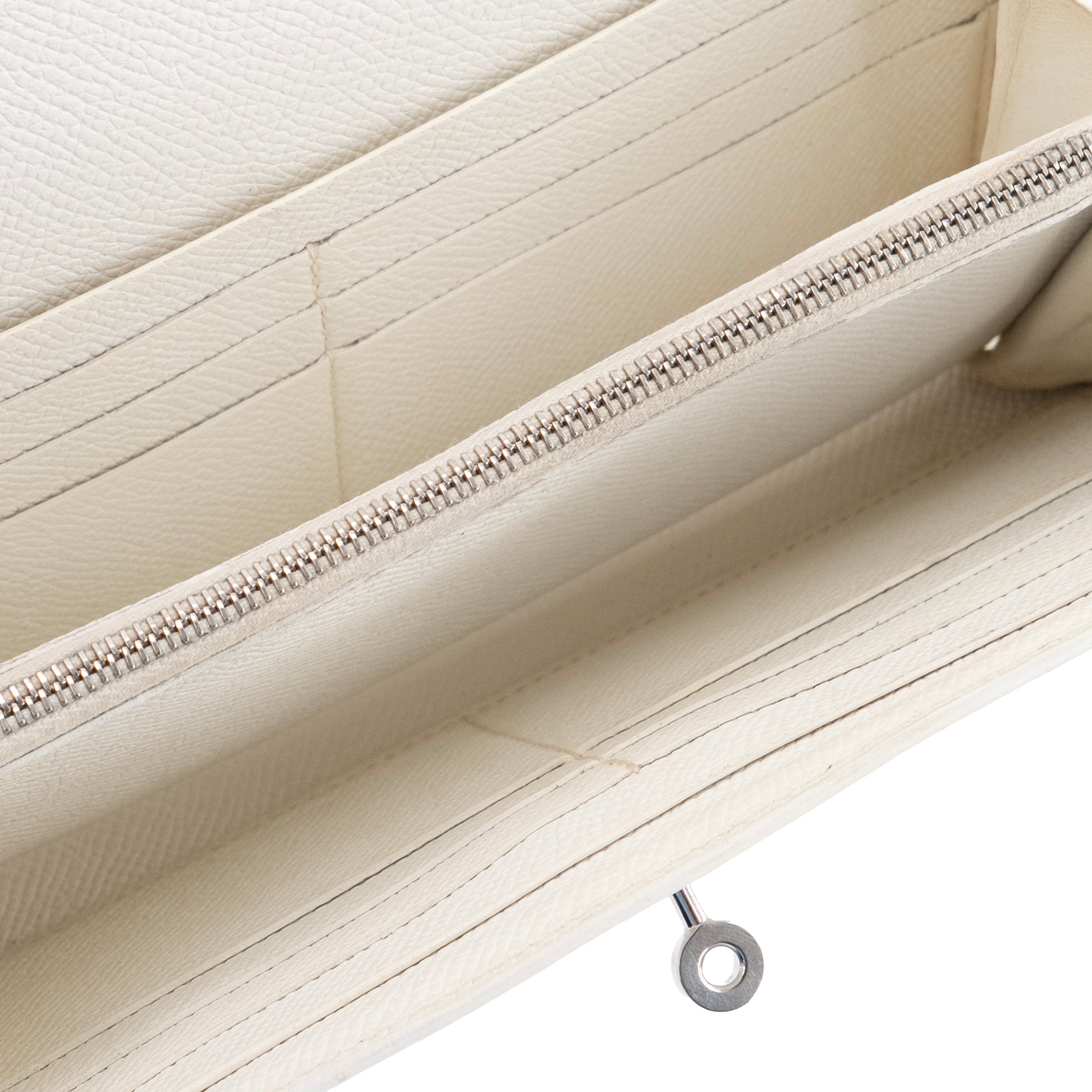 HERMÈS - Portefeuille Kelly Hermès en cuir epsom blanc