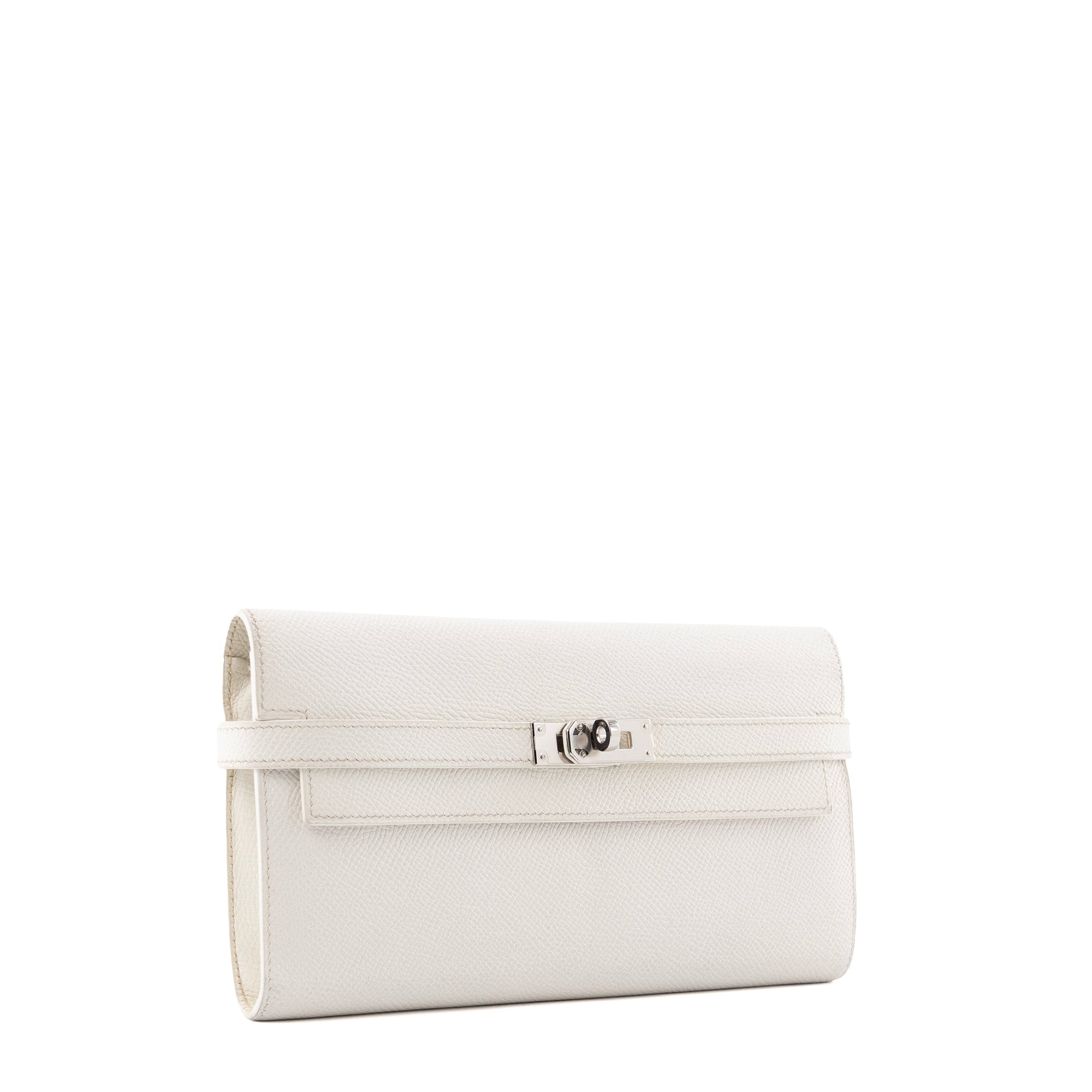 HERMÈS - Portefeuille Kelly Hermès en cuir epsom blanc