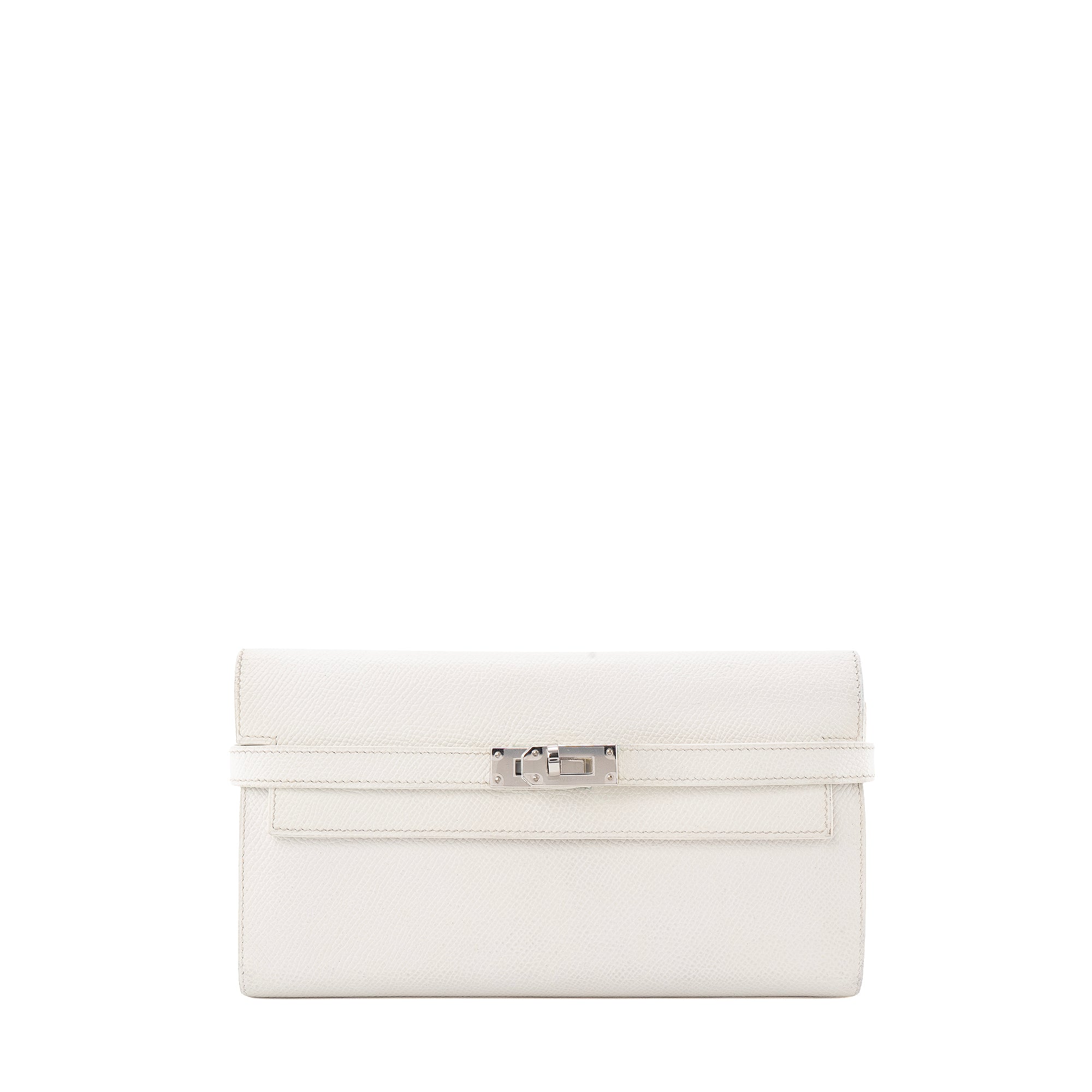 HERMÈS - Portefeuille Kelly Hermès en cuir epsom blanc