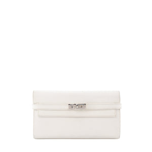 HERMÈS - Portefeuille Kelly Hermès en cuir epsom blanc