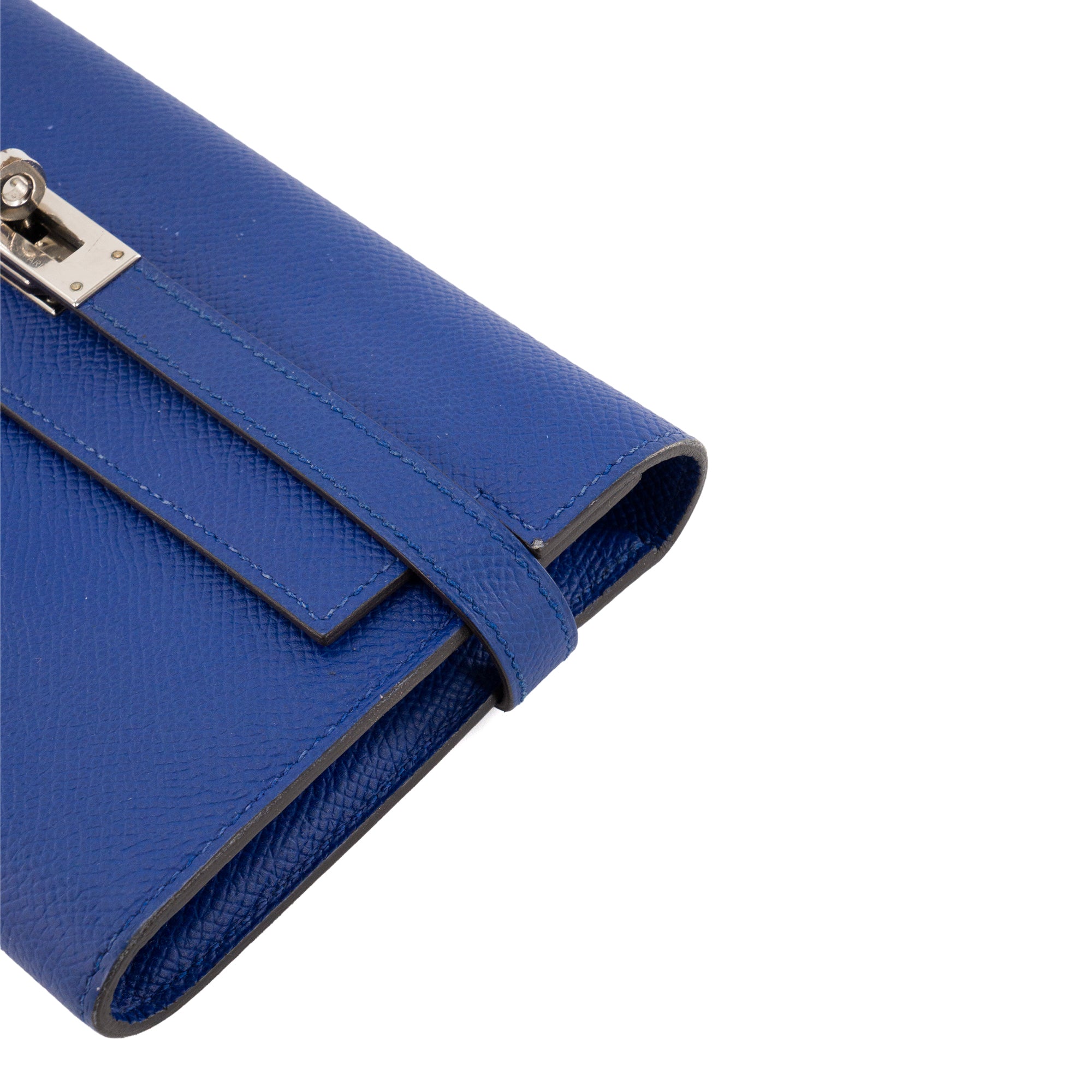 HERMÈS - Portefeuille Kelly Hermès en cuir epsom bleu marine