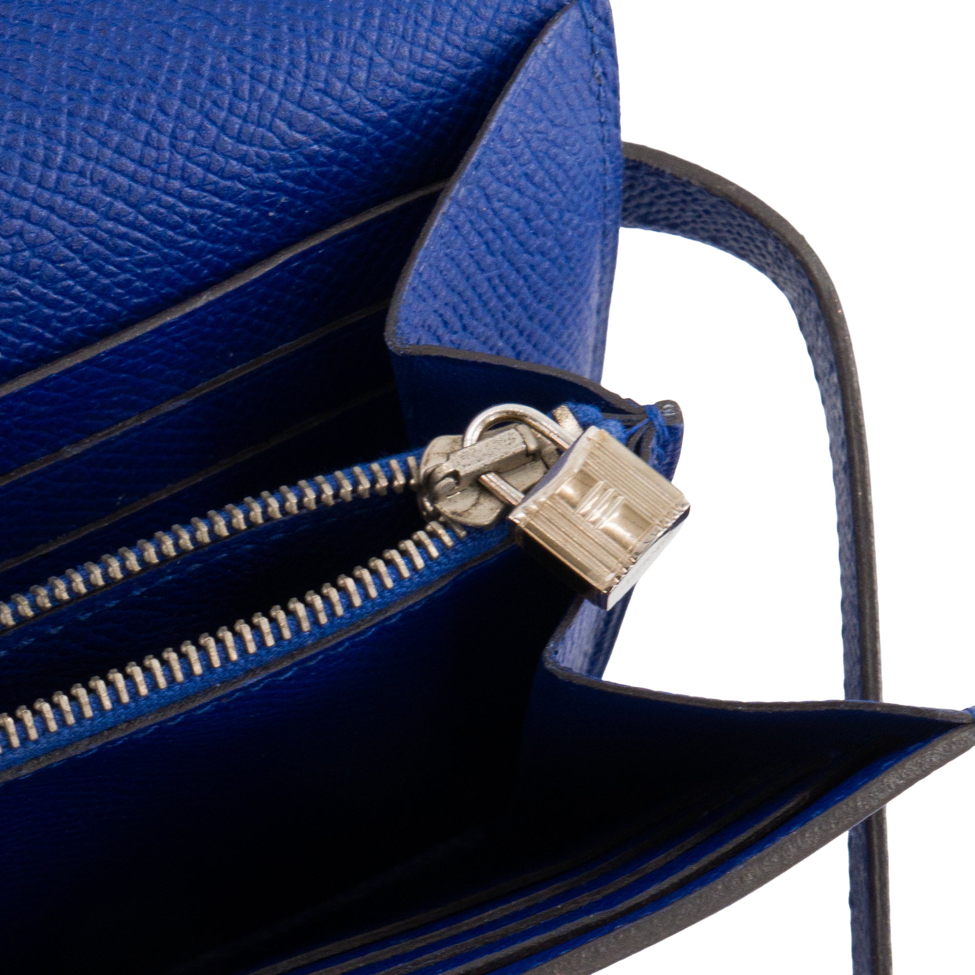 HERMÈS - Portefeuille Kelly Hermès en cuir epsom bleu marine