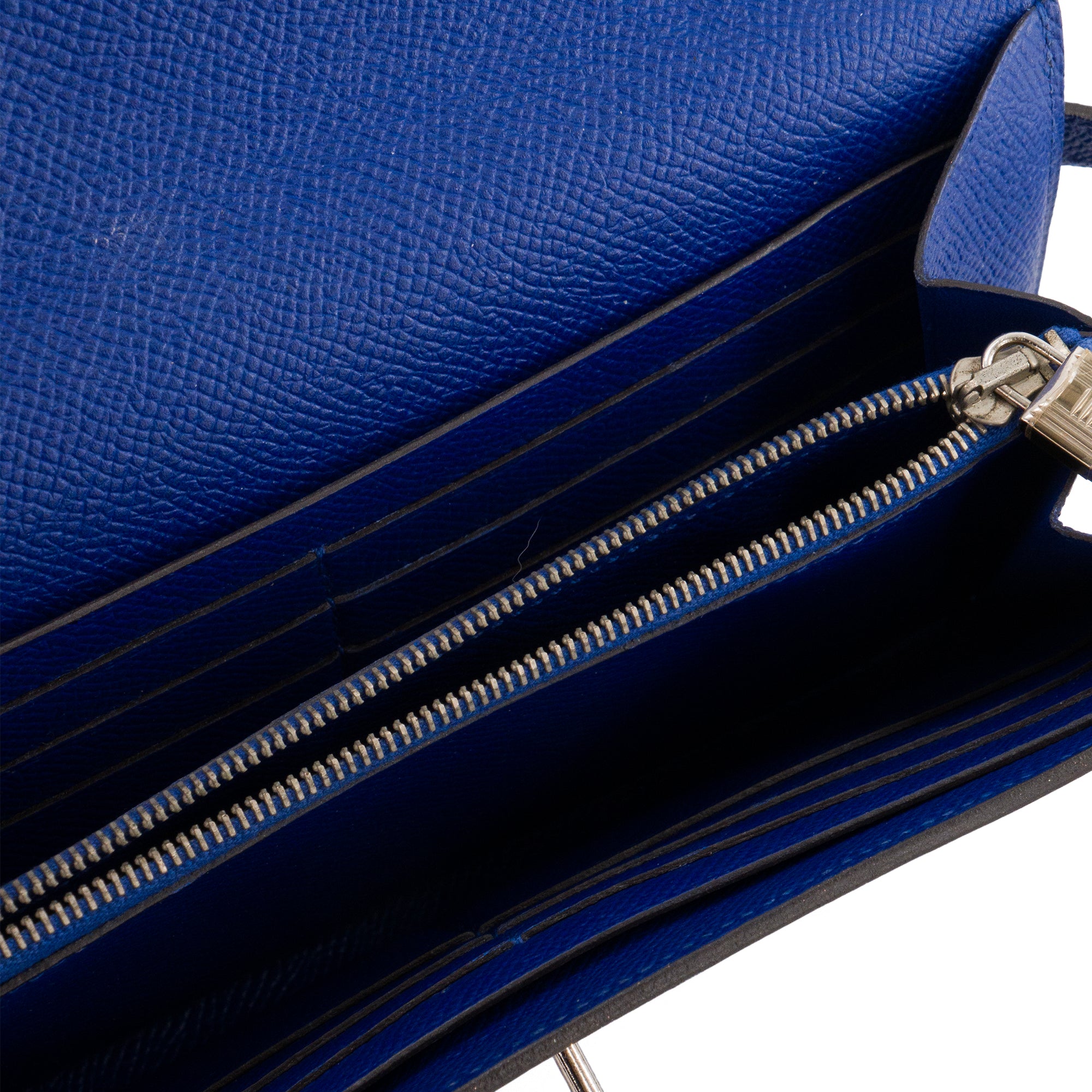 HERMÈS - Portefeuille Kelly Hermès en cuir epsom bleu marine