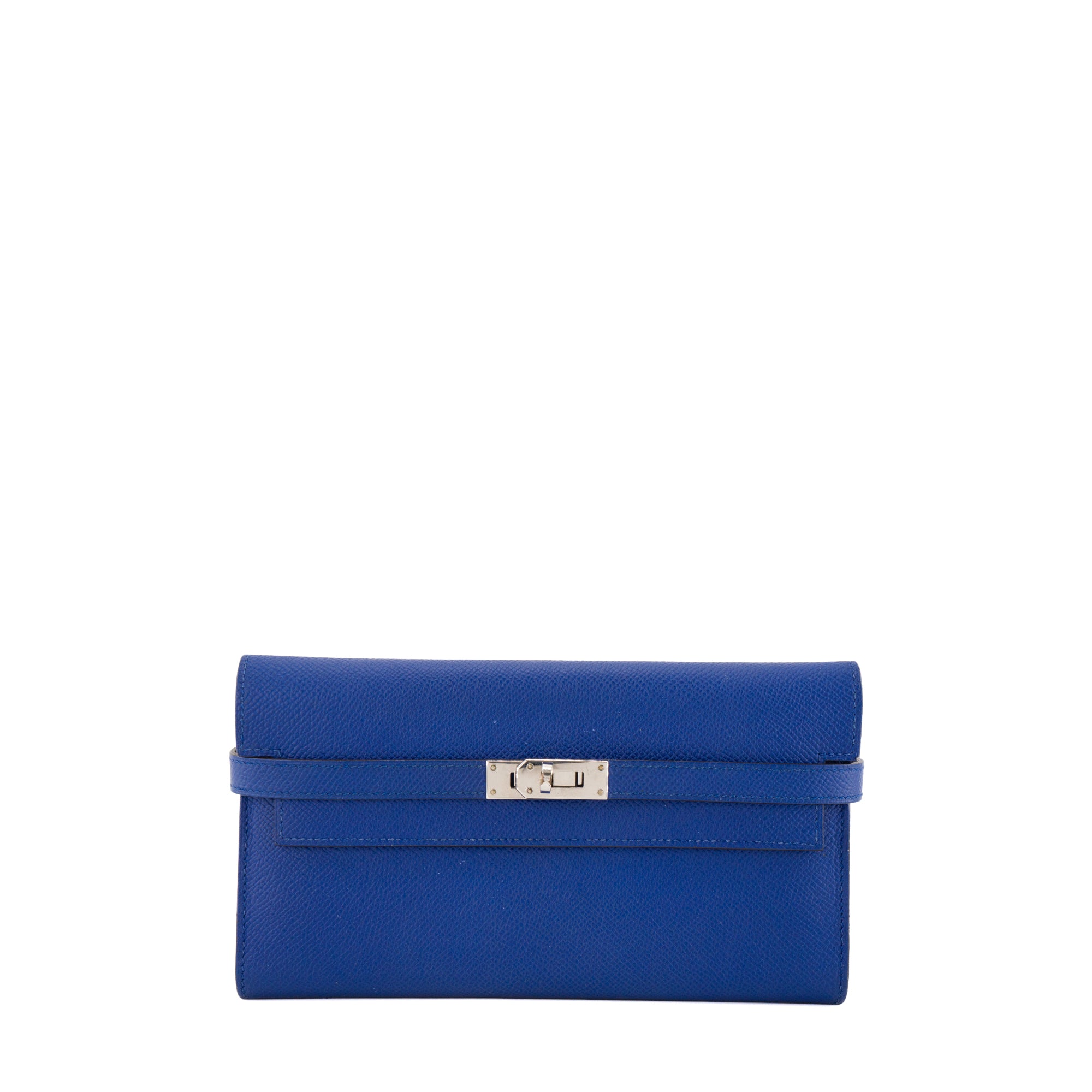 HERMÈS - Portefeuille Kelly Hermès en cuir epsom bleu marine