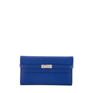 HERMÈS - Portefeuille Kelly Hermès en cuir epsom bleu marine