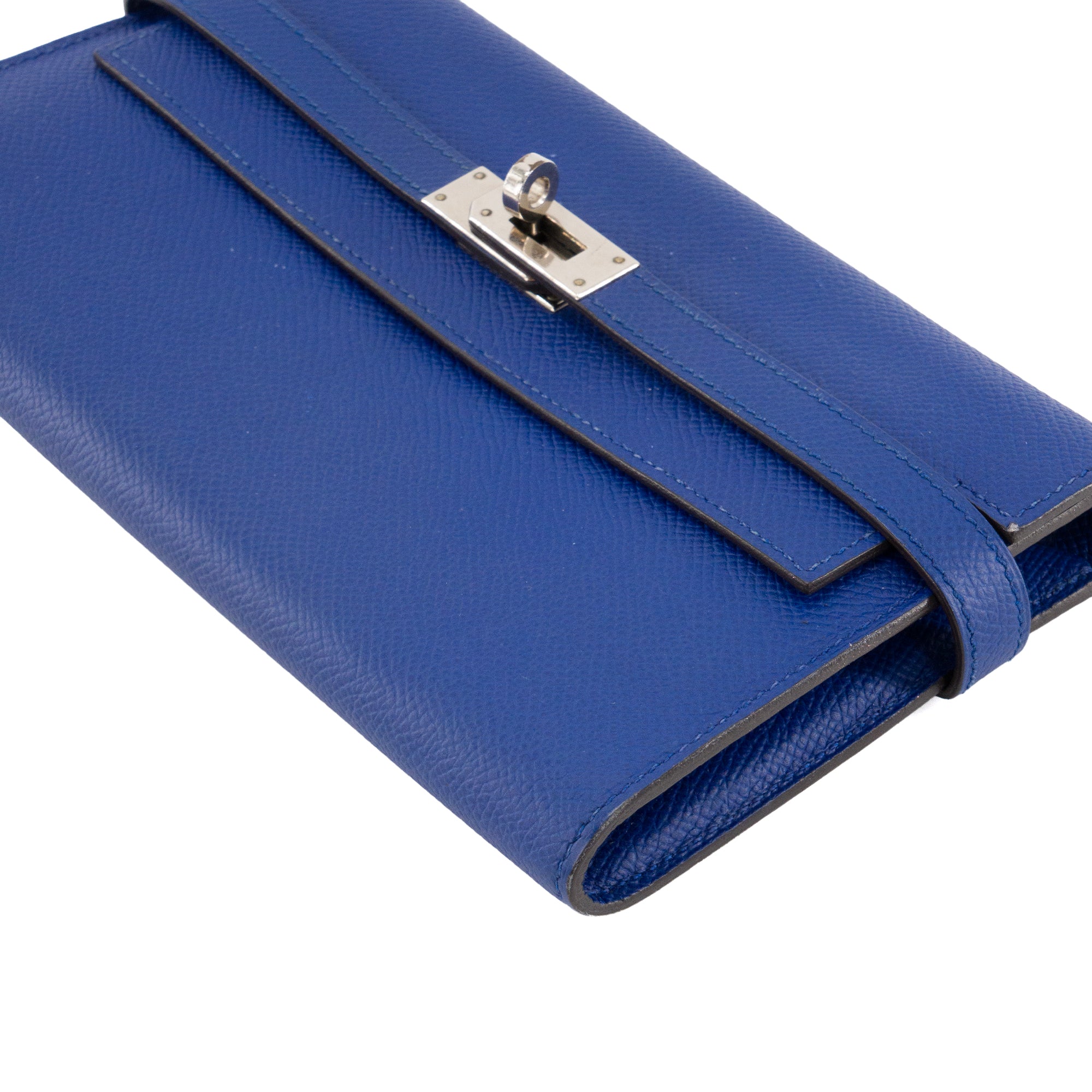 HERMÈS - Portefeuille Kelly Hermès en cuir epsom bleu marine