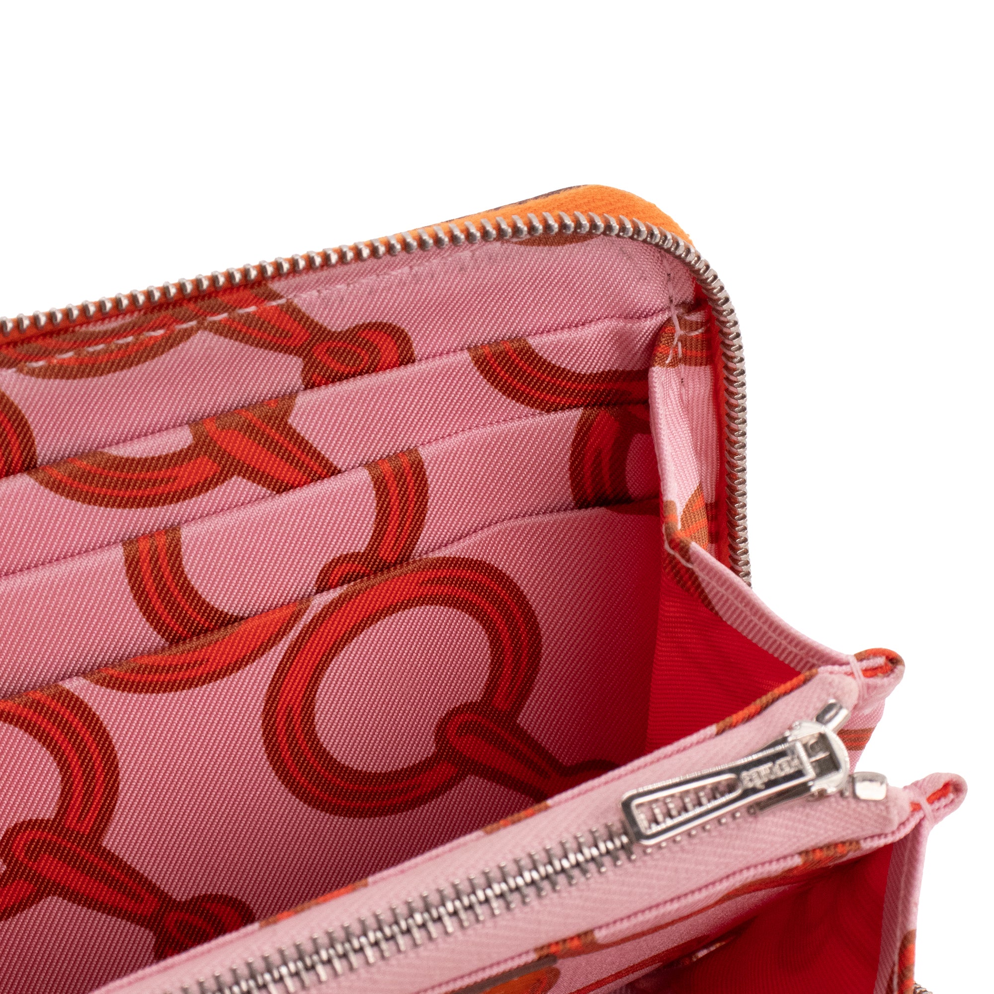HERMÈS - Portefeuille Silk'In compact Hermès en cuir epsom orange