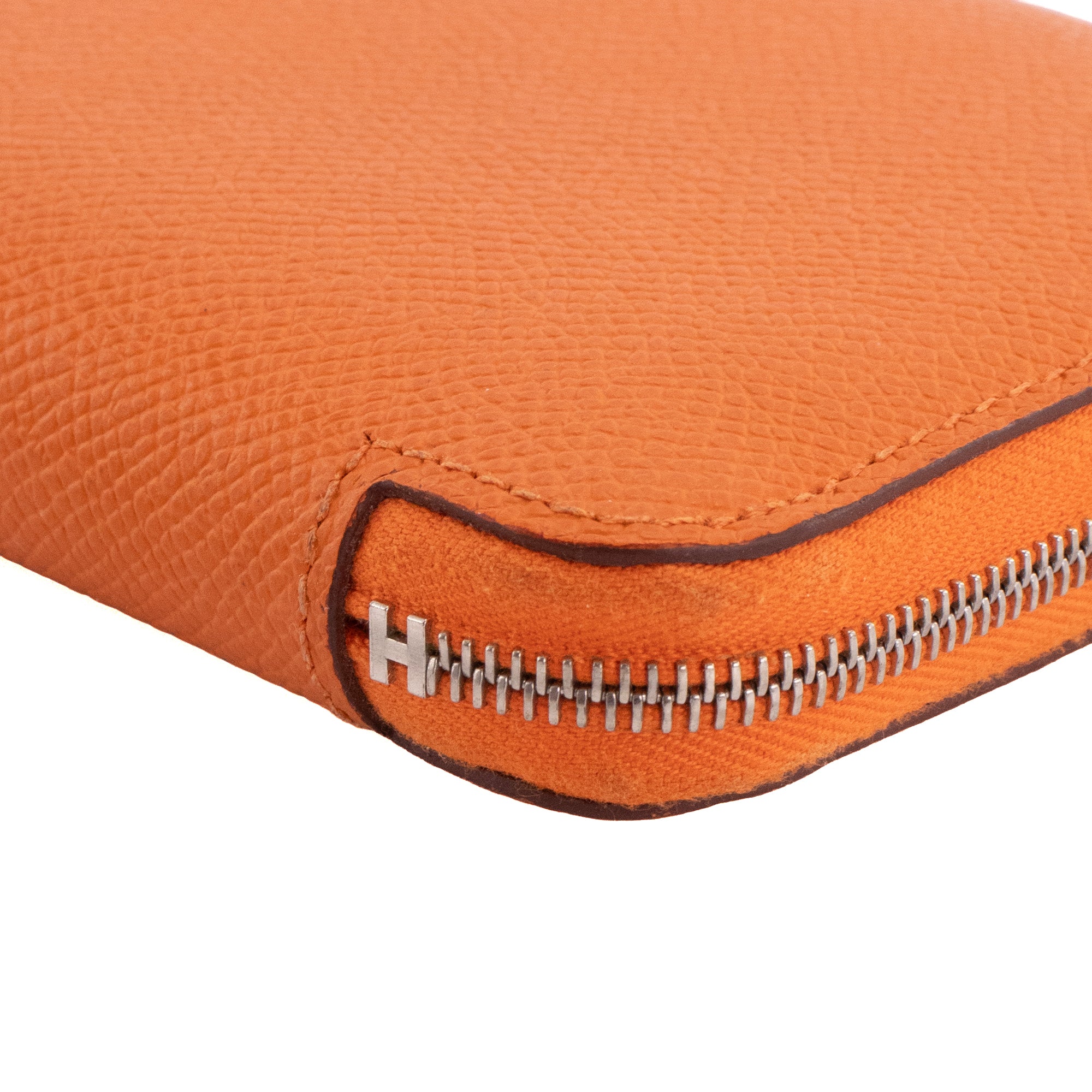 HERMÈS - Portefeuille Silk'In compact Hermès en cuir epsom orange