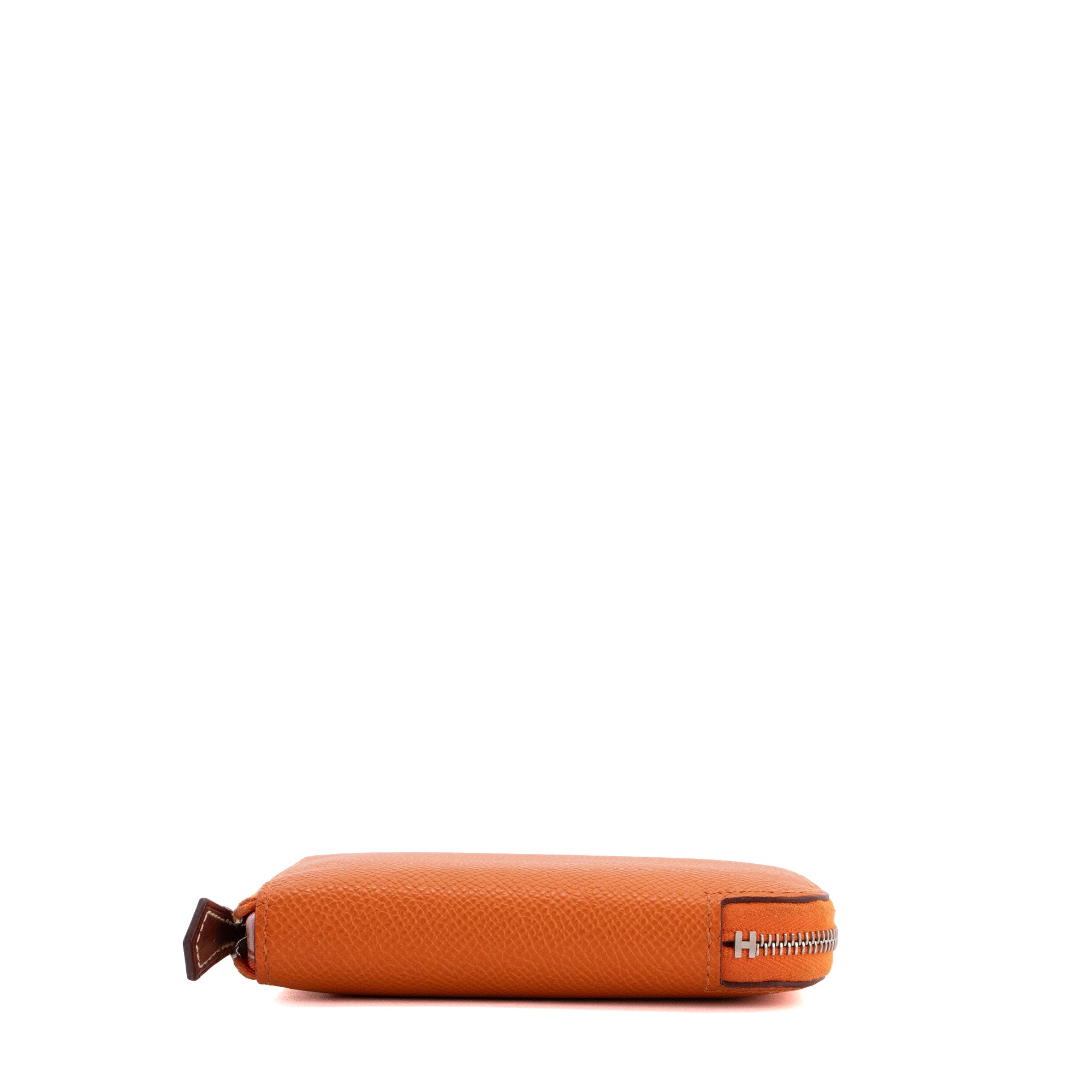HERMÈS - Portefeuille Silk'In compact Hermès en cuir epsom orange