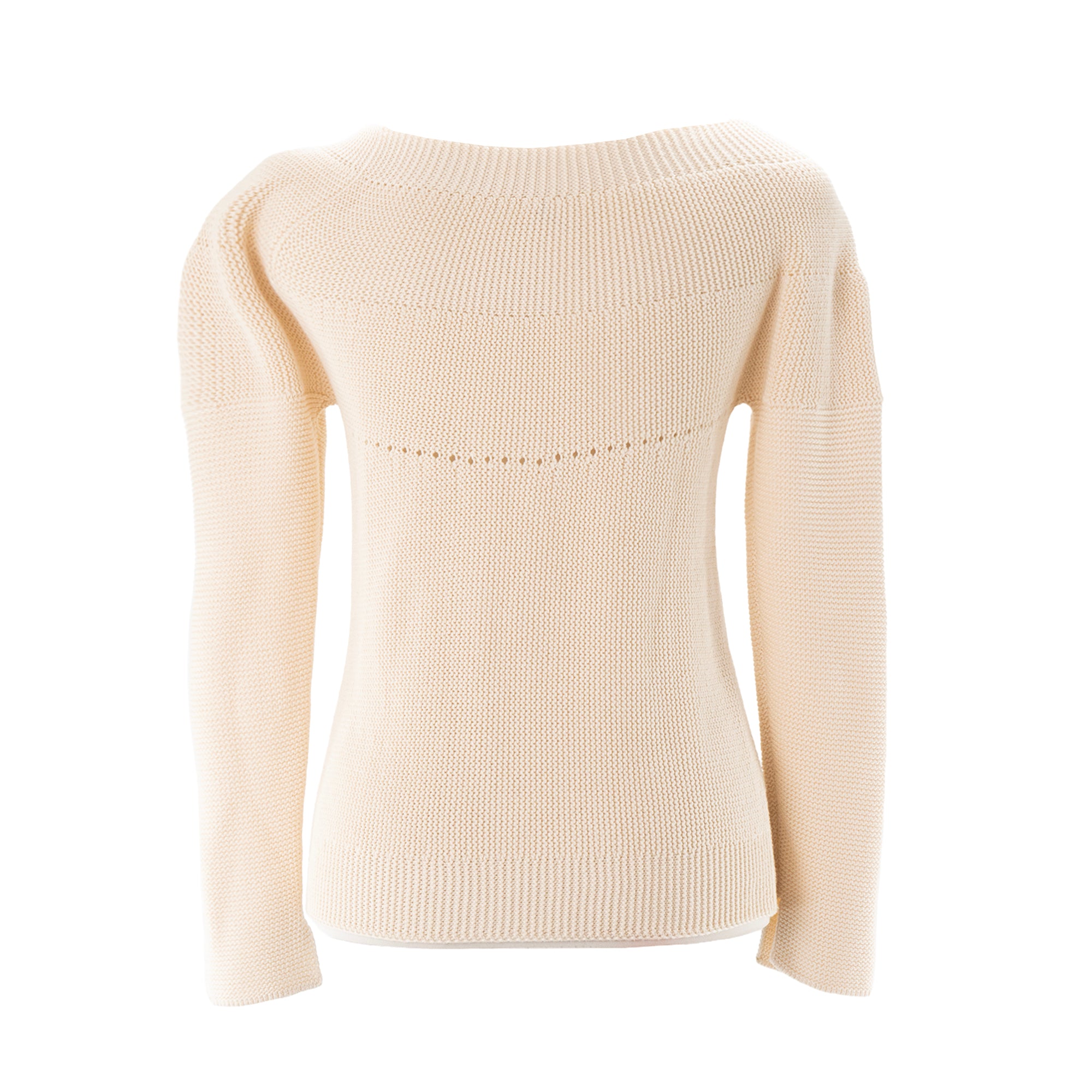 HERMÈS - Pull Hermès en maille circulaire de coton ivoire (T34)