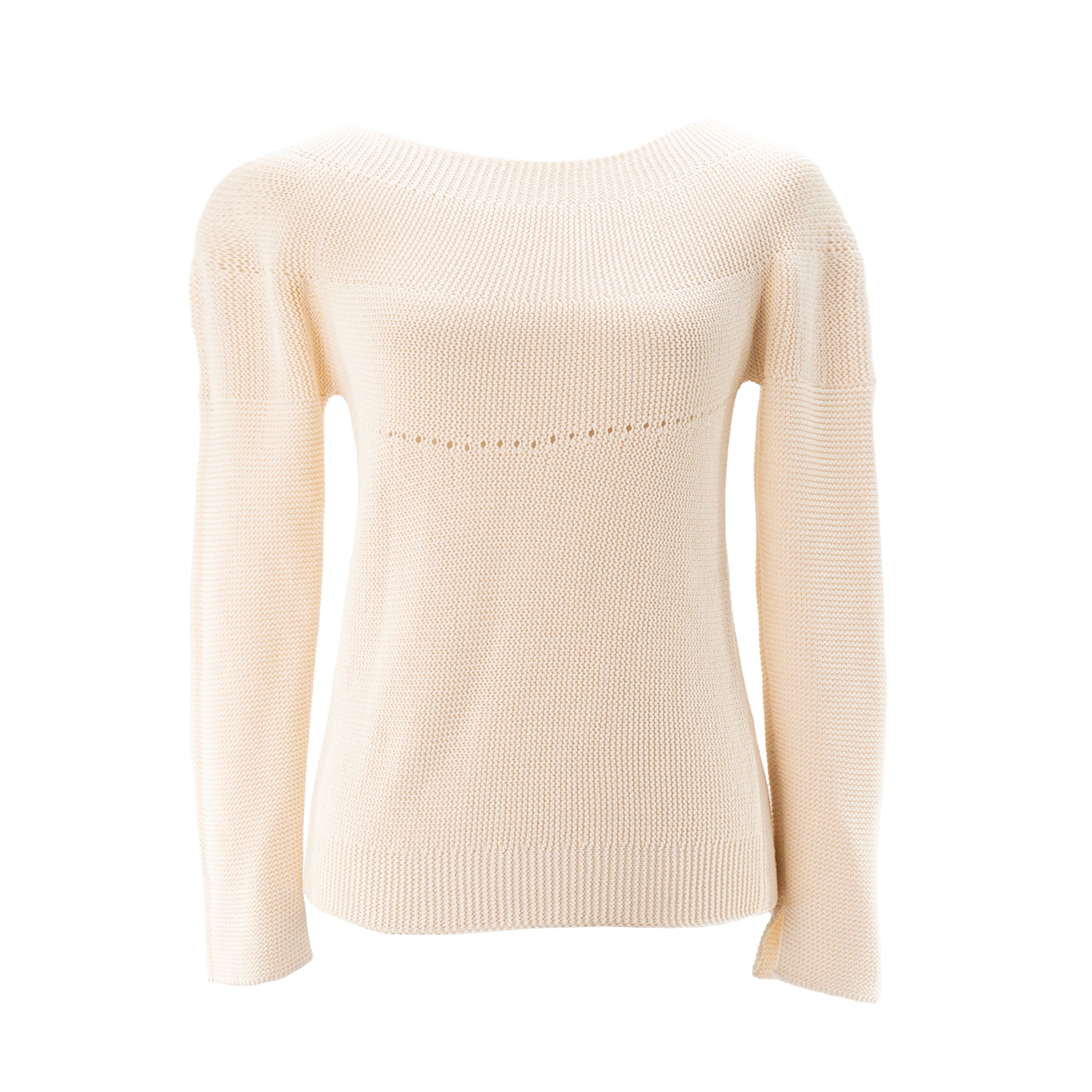 HERMÈS - Pull Hermès en maille circulaire de coton ivoire (T34)