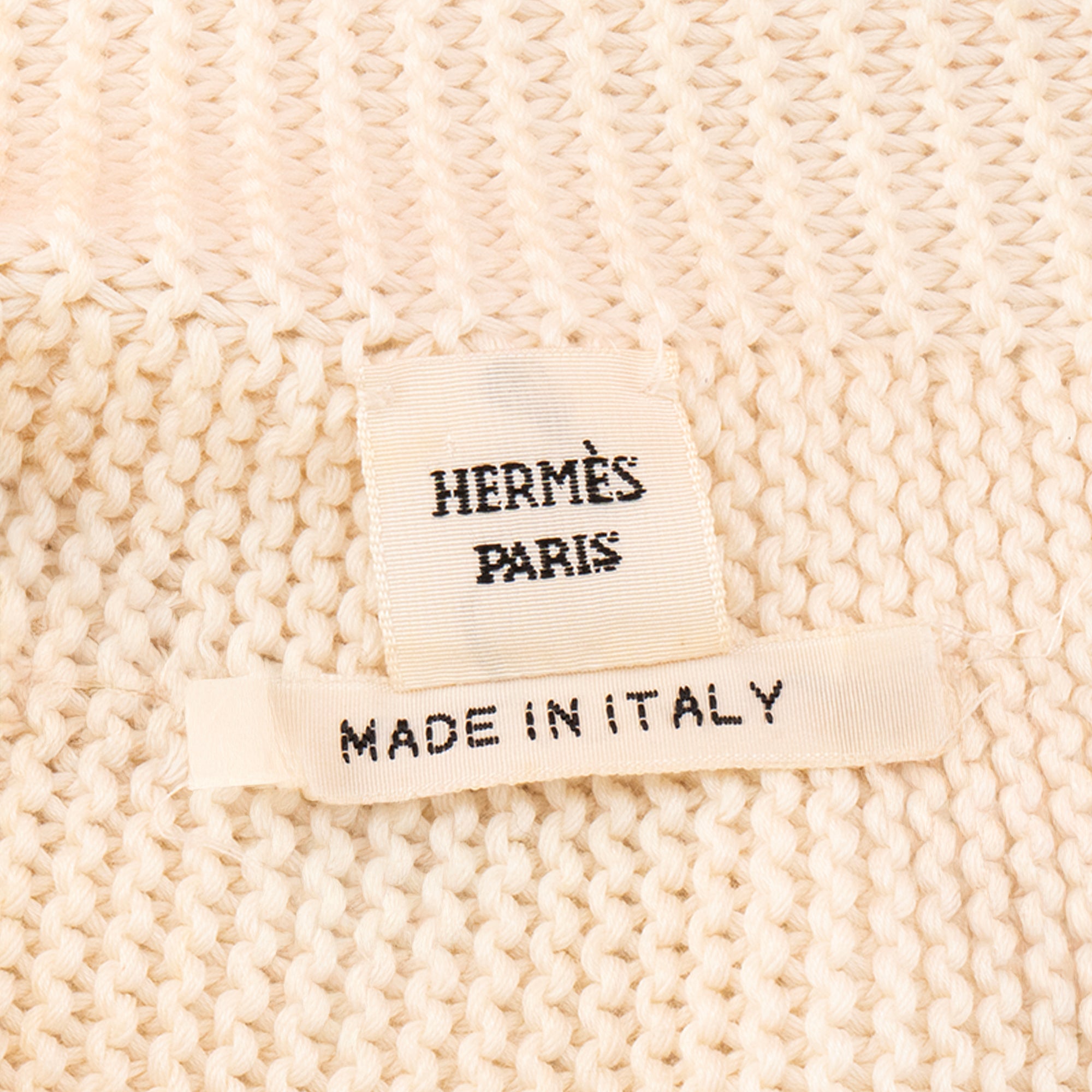 HERMÈS - Pull Hermès en maille circulaire de coton ivoire (T34)