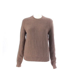 HERMÈS - Pull manches longues motif H Hermès en laine étoupe (T34)