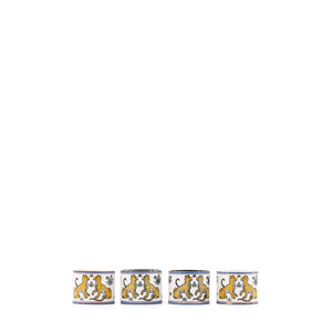 HERMÈS - Quatre Ronds de serviette Les Léopards Hermès en émail multicolore