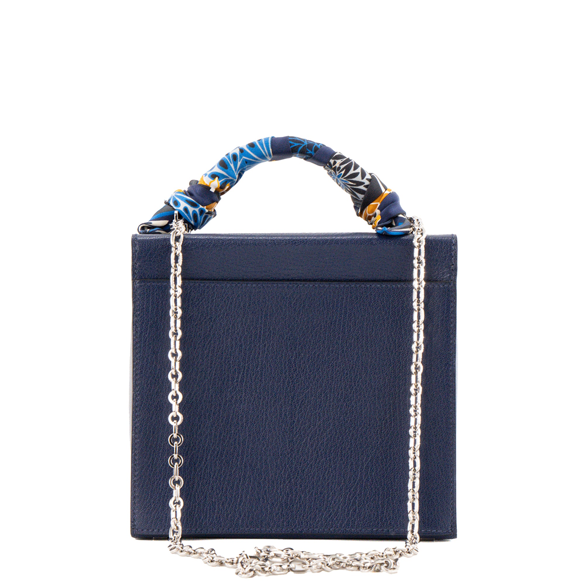 HERMÈS - Sac à bandoulière Cinhetic Hermès en cuir de chèvre mysore bleu brighton