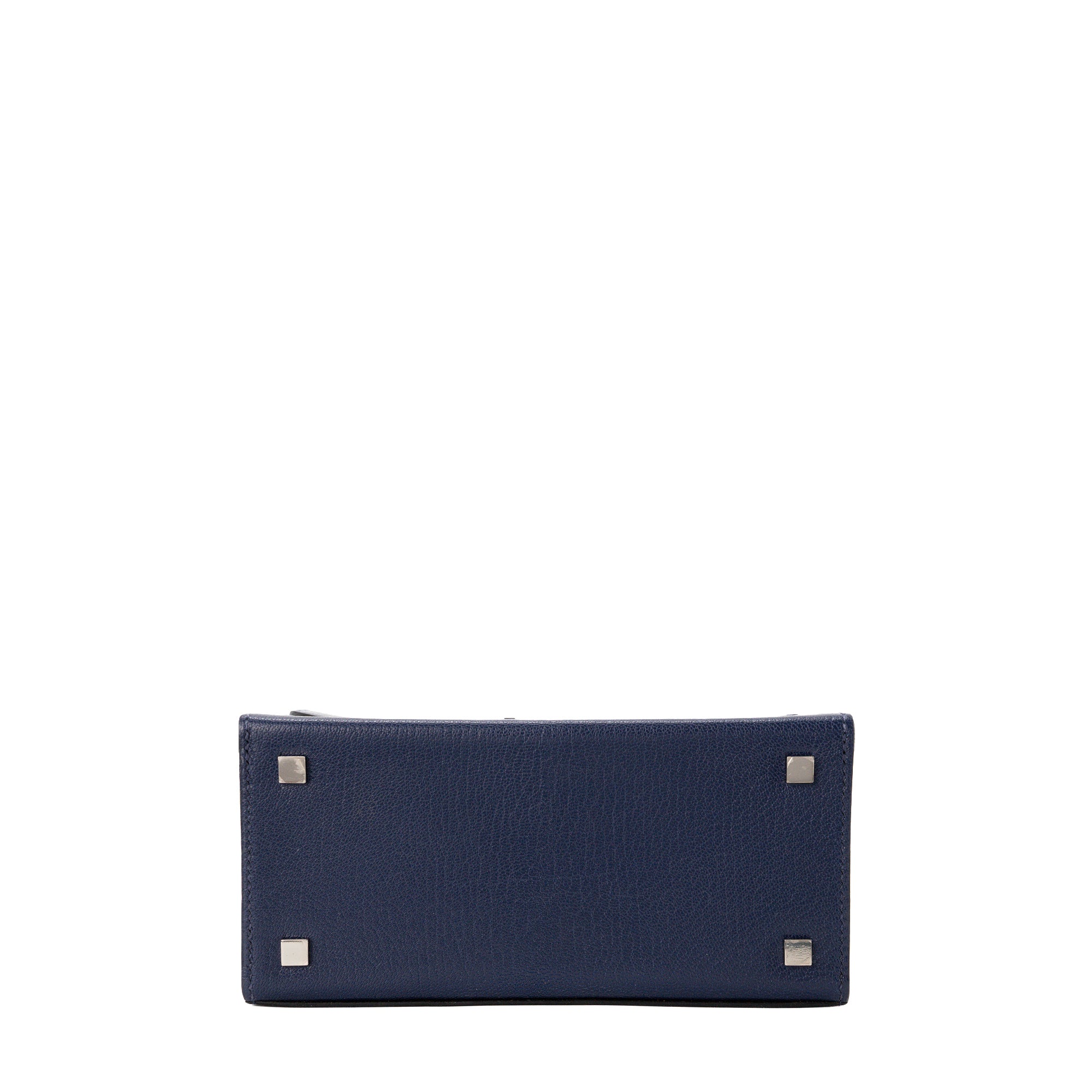HERMÈS - Sac à bandoulière Cinhetic Hermès en cuir de chèvre mysore bleu brighton