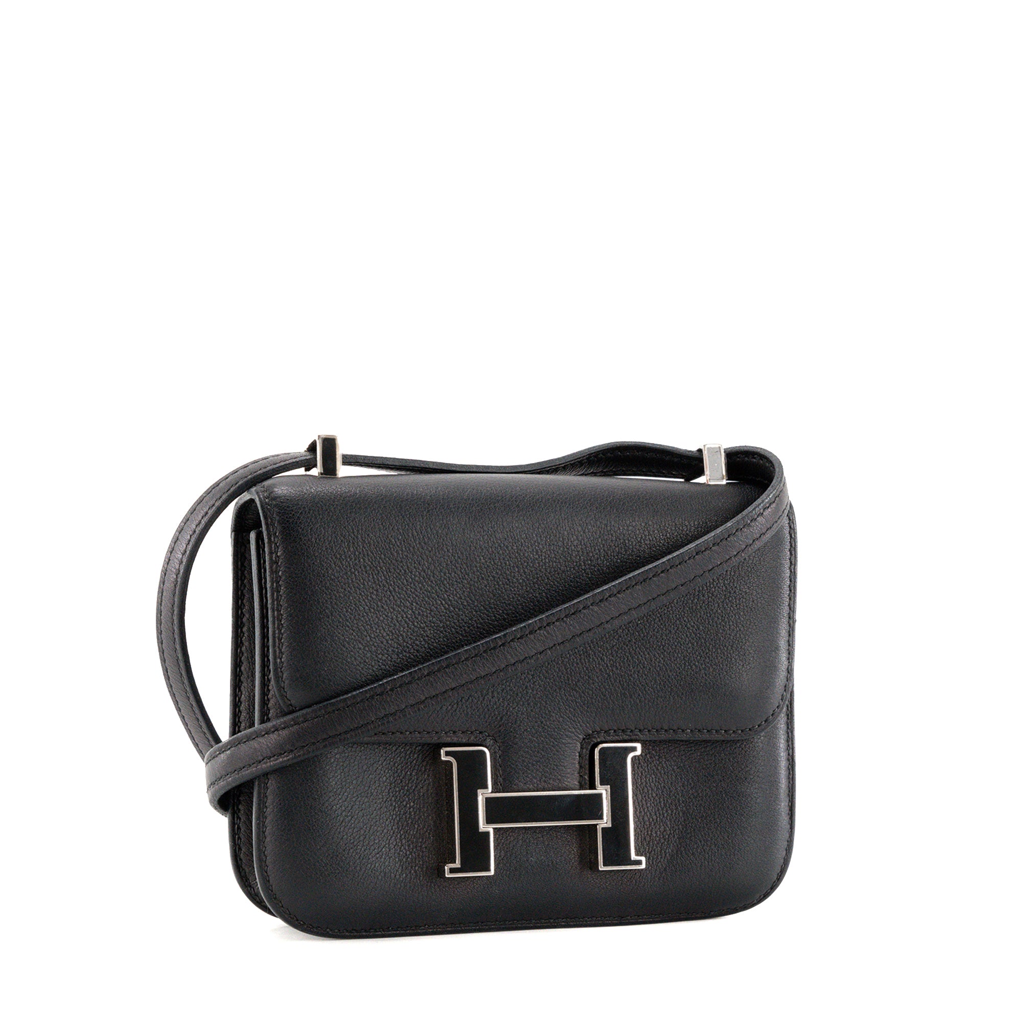 HERMÈS - Sac à bandoulière Constance 14 micro Hermès en cuir swift noir