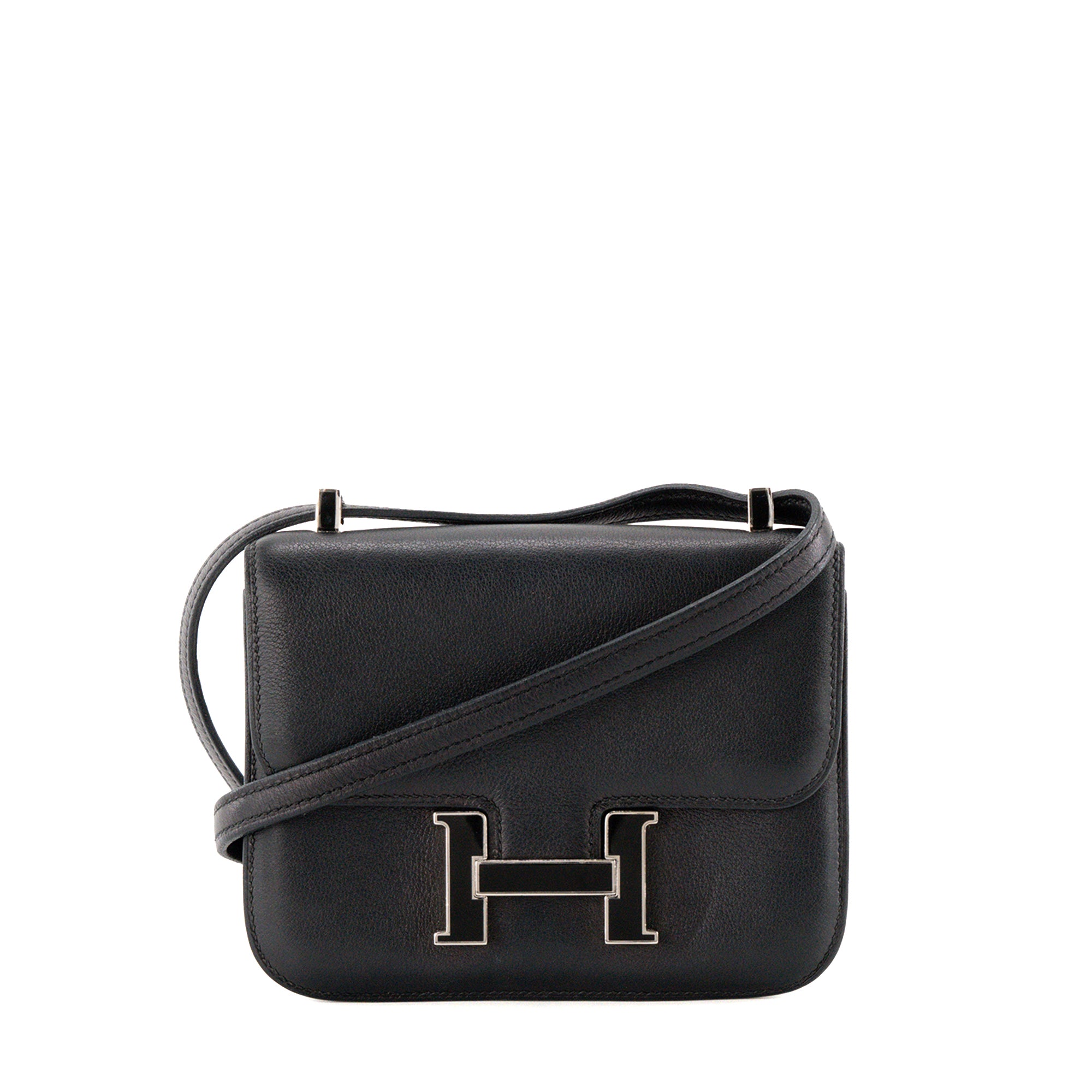 HERMÈS - Sac à bandoulière Constance 14 micro Hermès en cuir swift noir