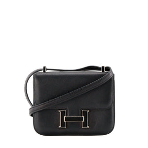 HERMÈS - Sac à bandoulière Constance 14 micro Hermès en cuir swift noir
