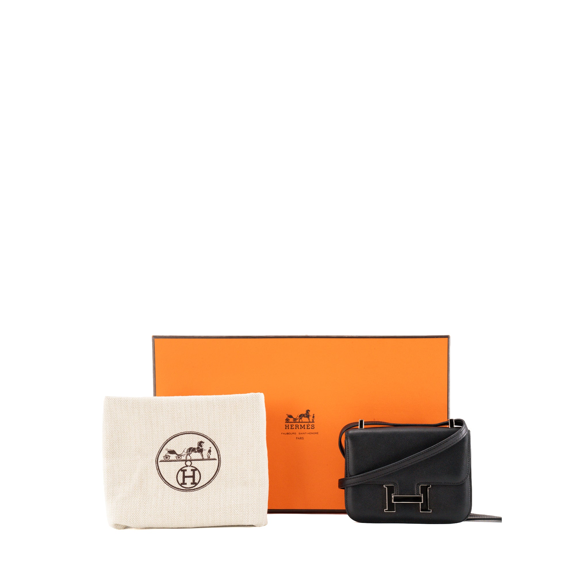 HERMÈS - Sac à bandoulière Constance 14 micro Hermès en cuir swift noir