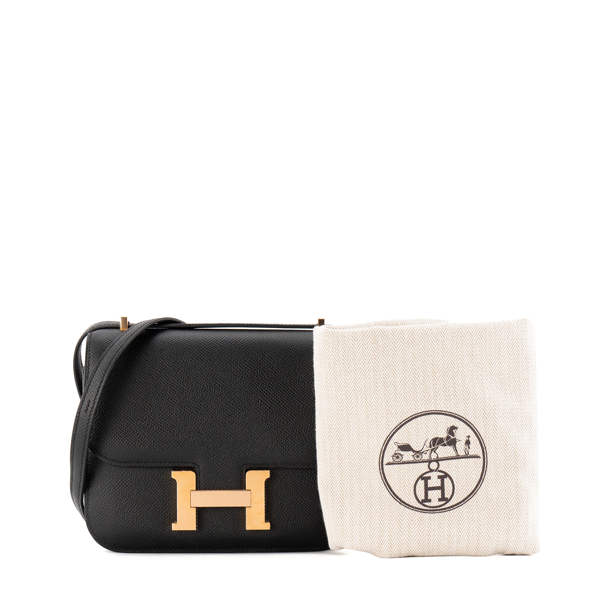 HERMÈS - Sac à bandoulière Constance 18 Hermès en cuir epsom noir