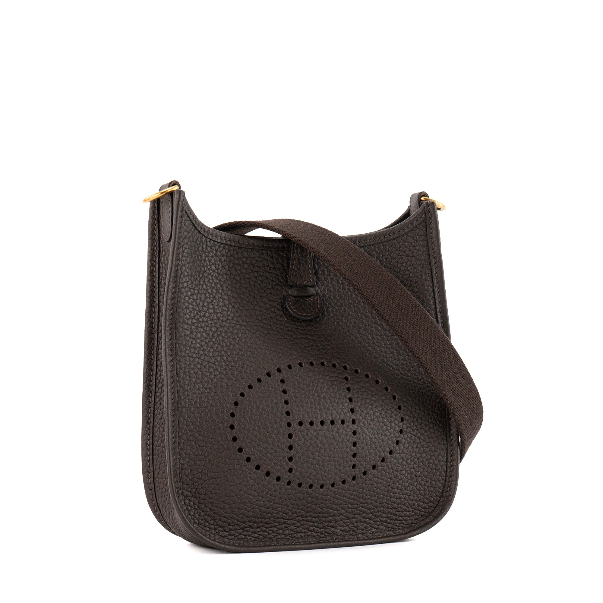 HERMÈS - Sac à bandoulière Evelyne 16 Mini Hermès en cuir clémence ébène