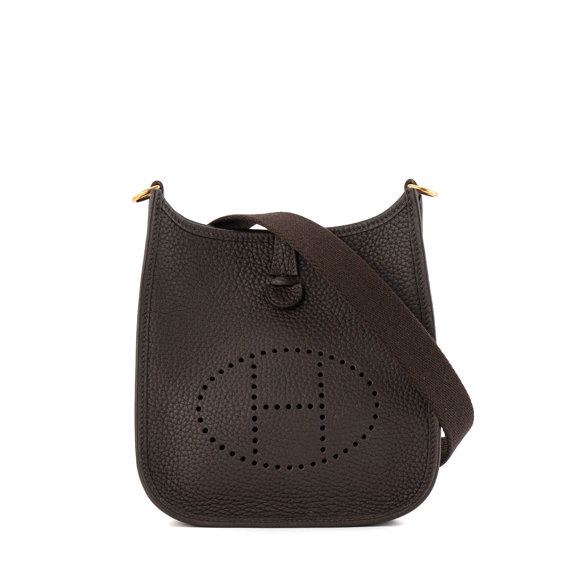 HERMÈS - Sac à bandoulière Evelyne 16 Mini Hermès en cuir clémence ébène