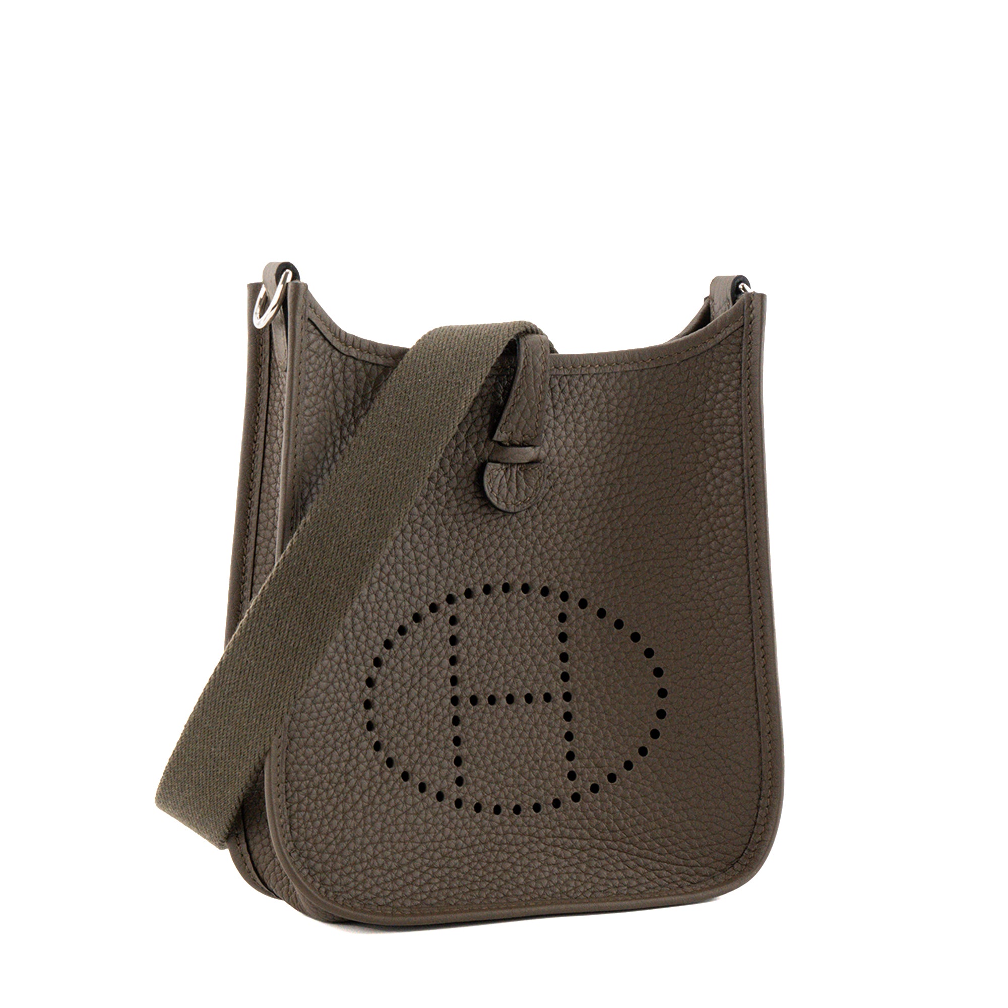 HERMÈS - Sac à bandoulière Evelyne 16 en cuir clémence kaki