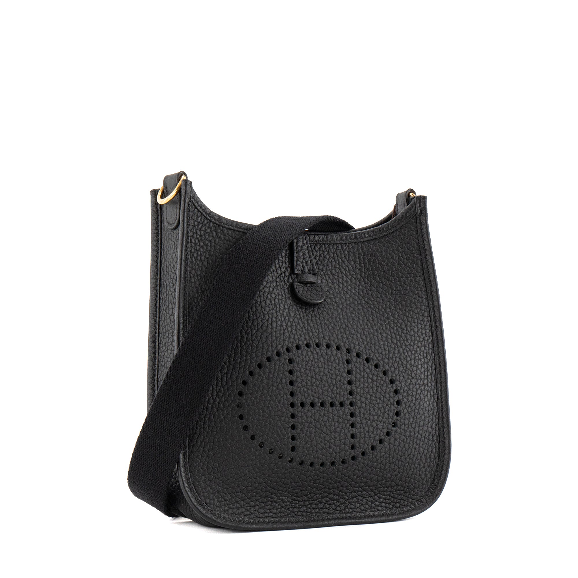 HERMÈS - Sac à bandoulière Evelyne 16 Hermès en cuir clémence noir