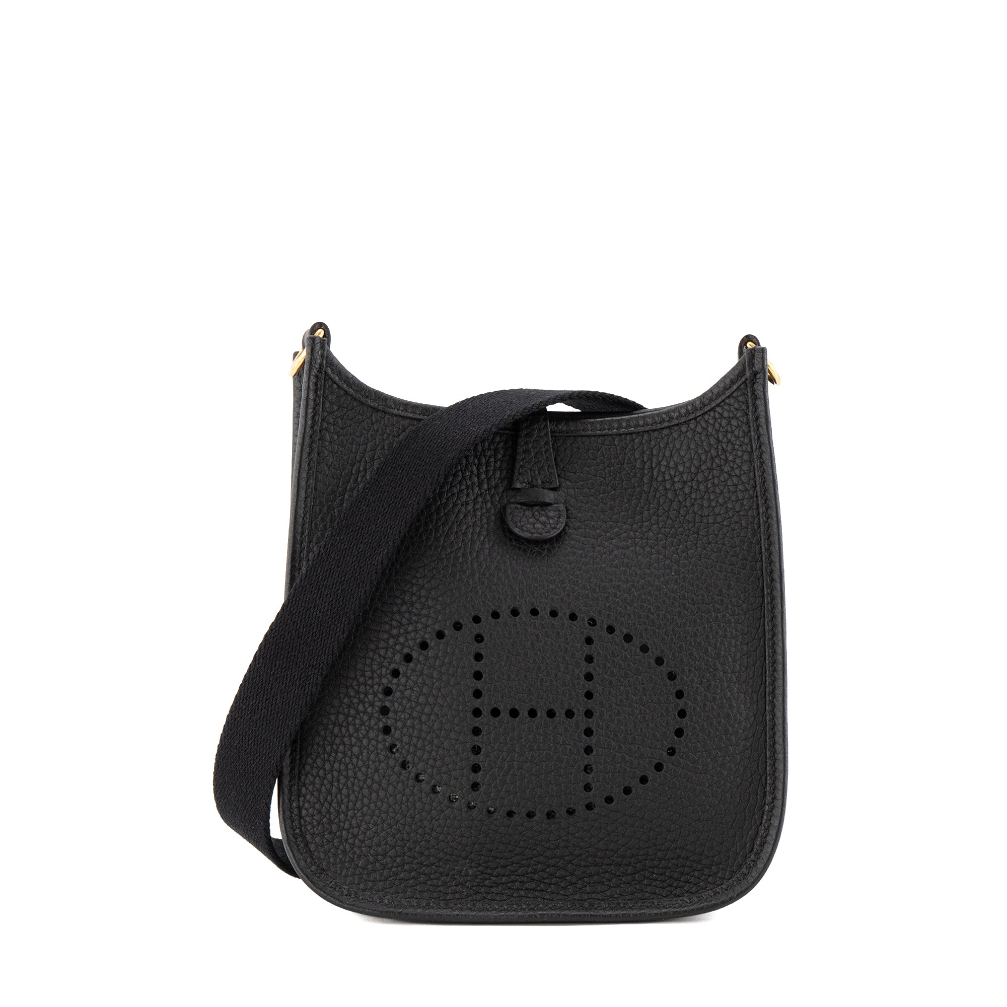 HERMÈS - Sac à bandoulière Evelyne 16 Hermès en cuir clémence noir