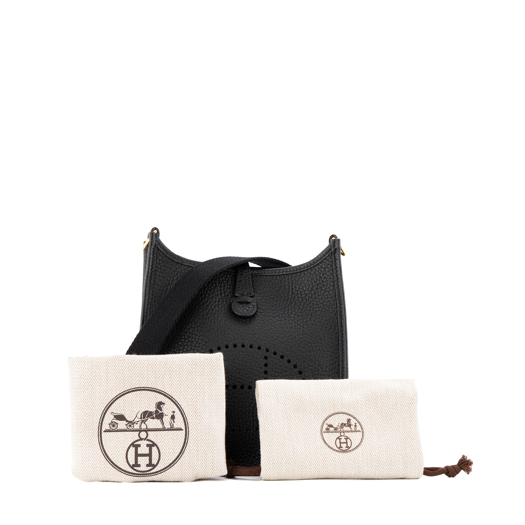 HERMÈS - Sac à bandoulière Evelyne 16 Hermès en cuir clémence noir