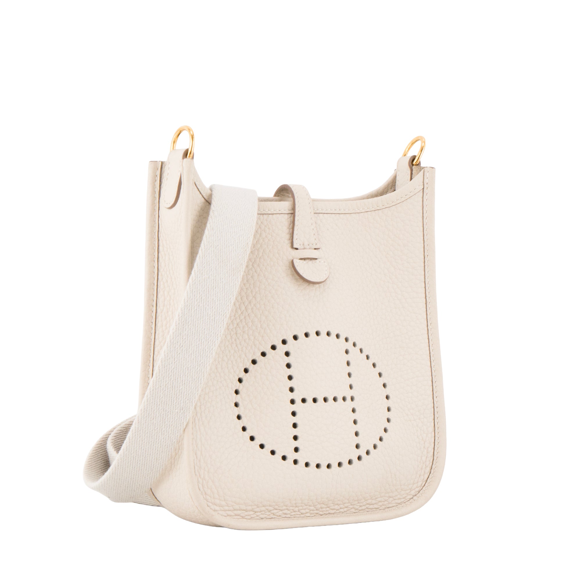 HERMÈS - Sac à bandoulière Evelyne 16 Hermès en cuir clémence beige craie
