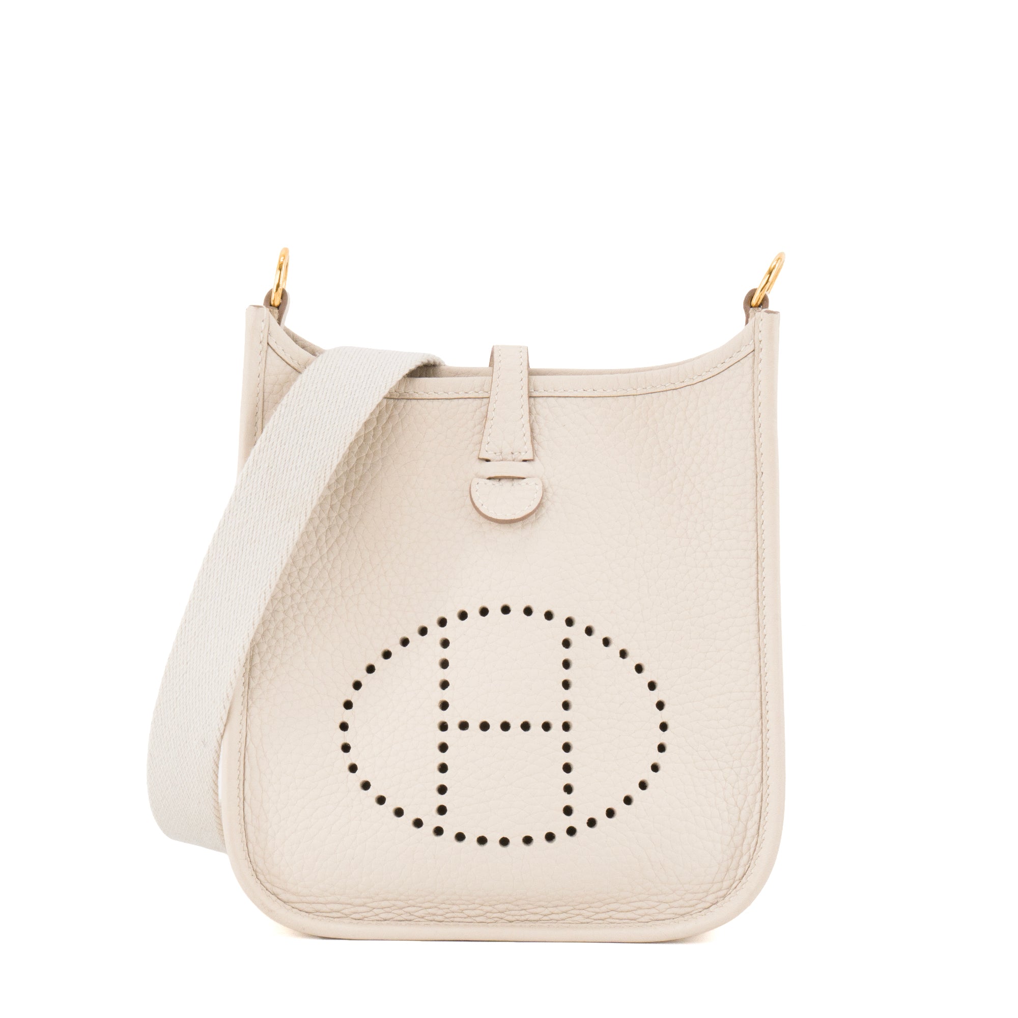 HERMÈS - Sac à bandoulière Evelyne 16 Hermès en cuir clémence beige craie