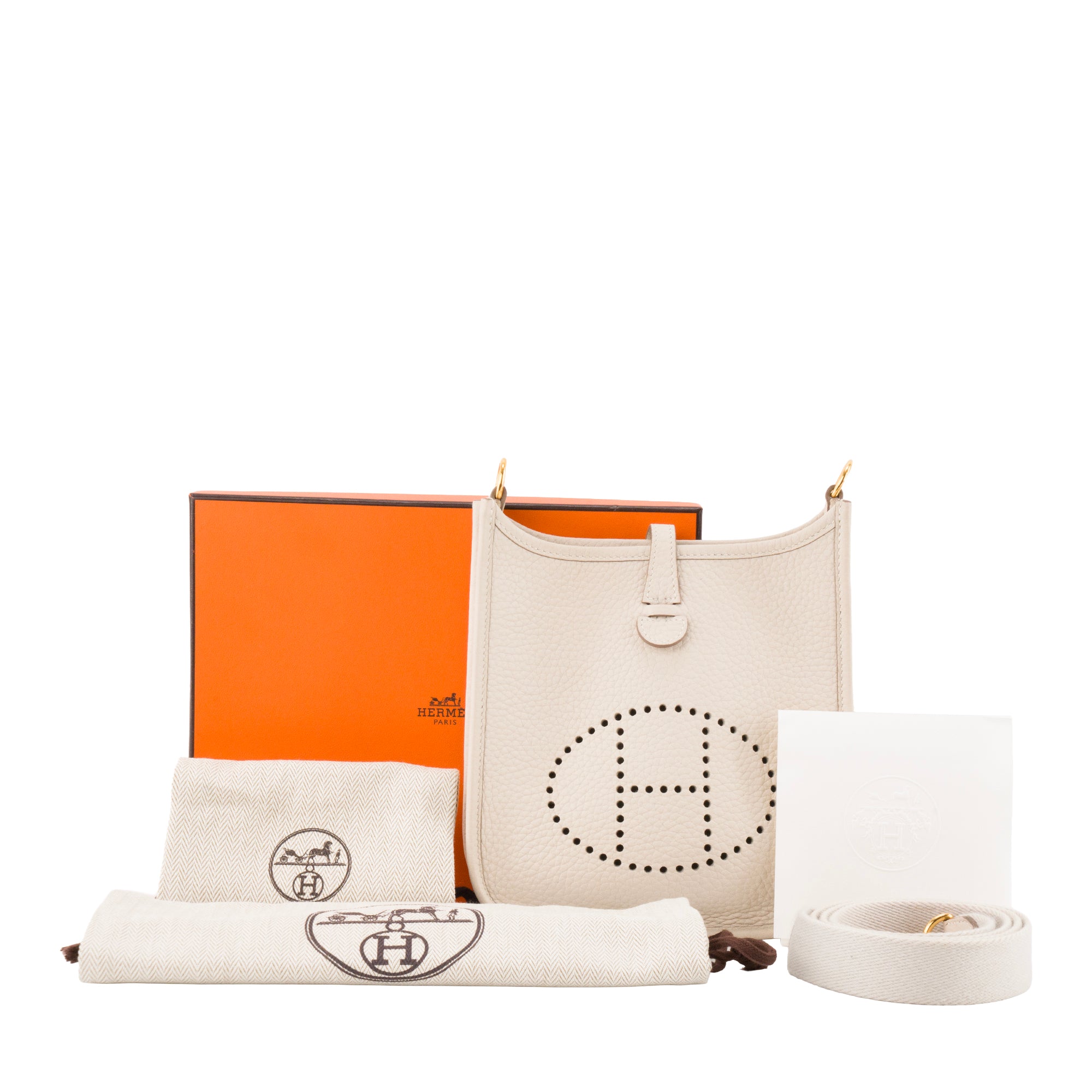 HERMÈS - Sac à bandoulière Evelyne 16 Hermès en cuir clémence beige craie