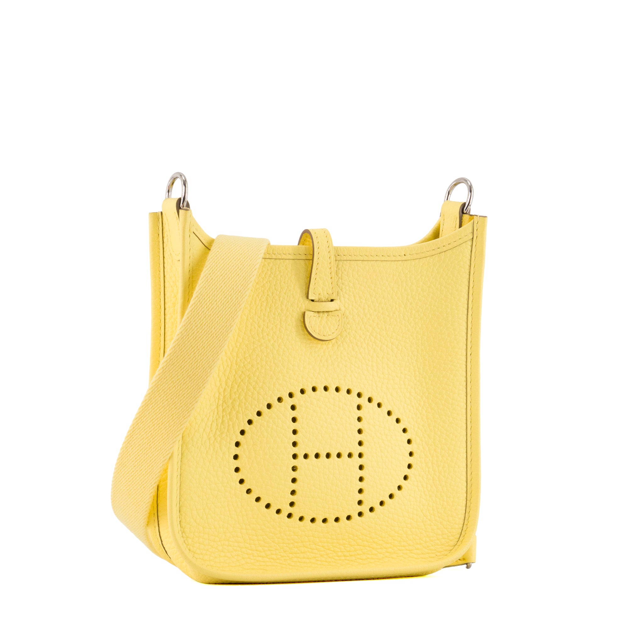 HERMÈS - Sac à bandoulière Evelyne 16 Hermès en cuir clémence jaune limoncello